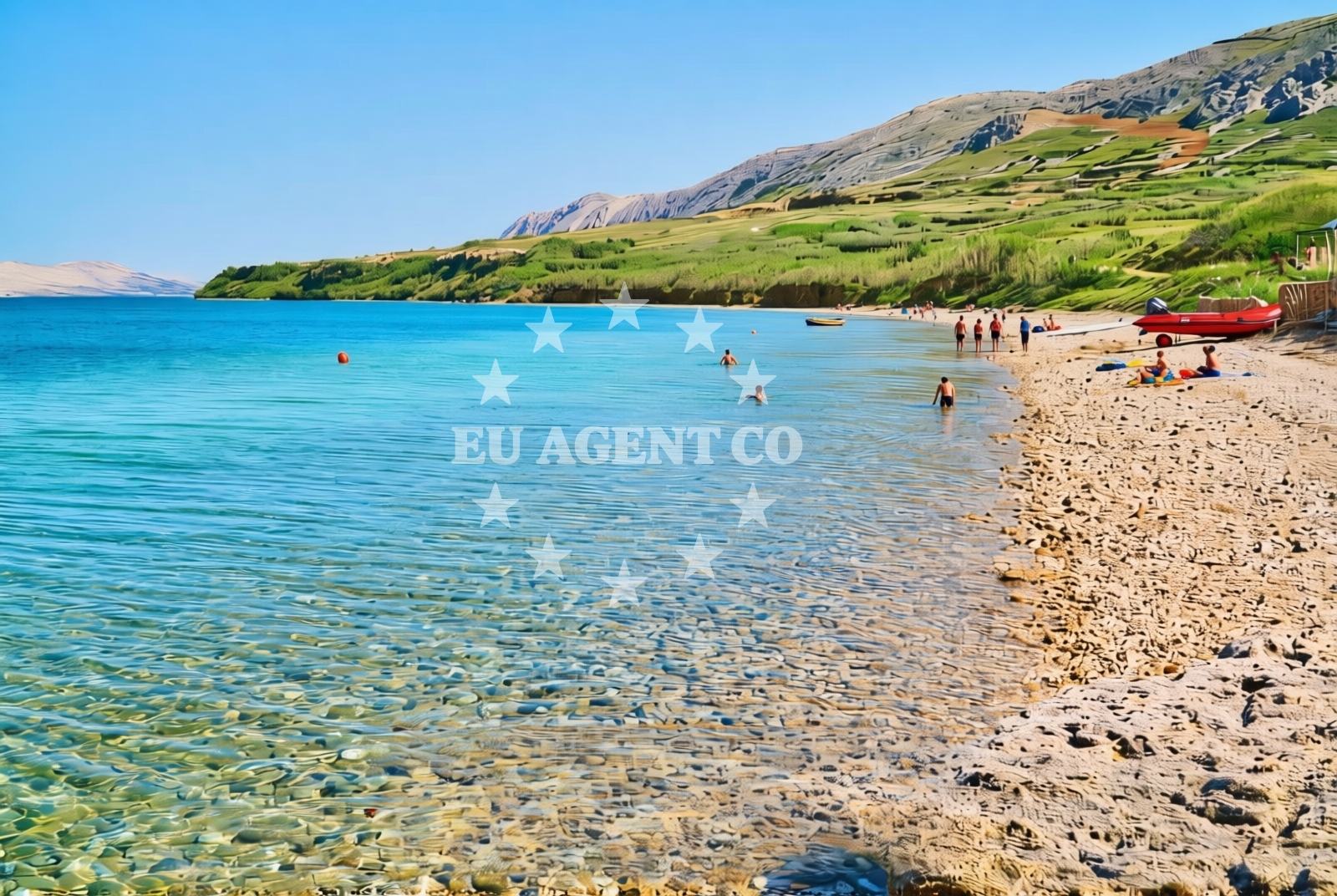 Overview of Bušino, Kolan (Pag) Beach in Bušino