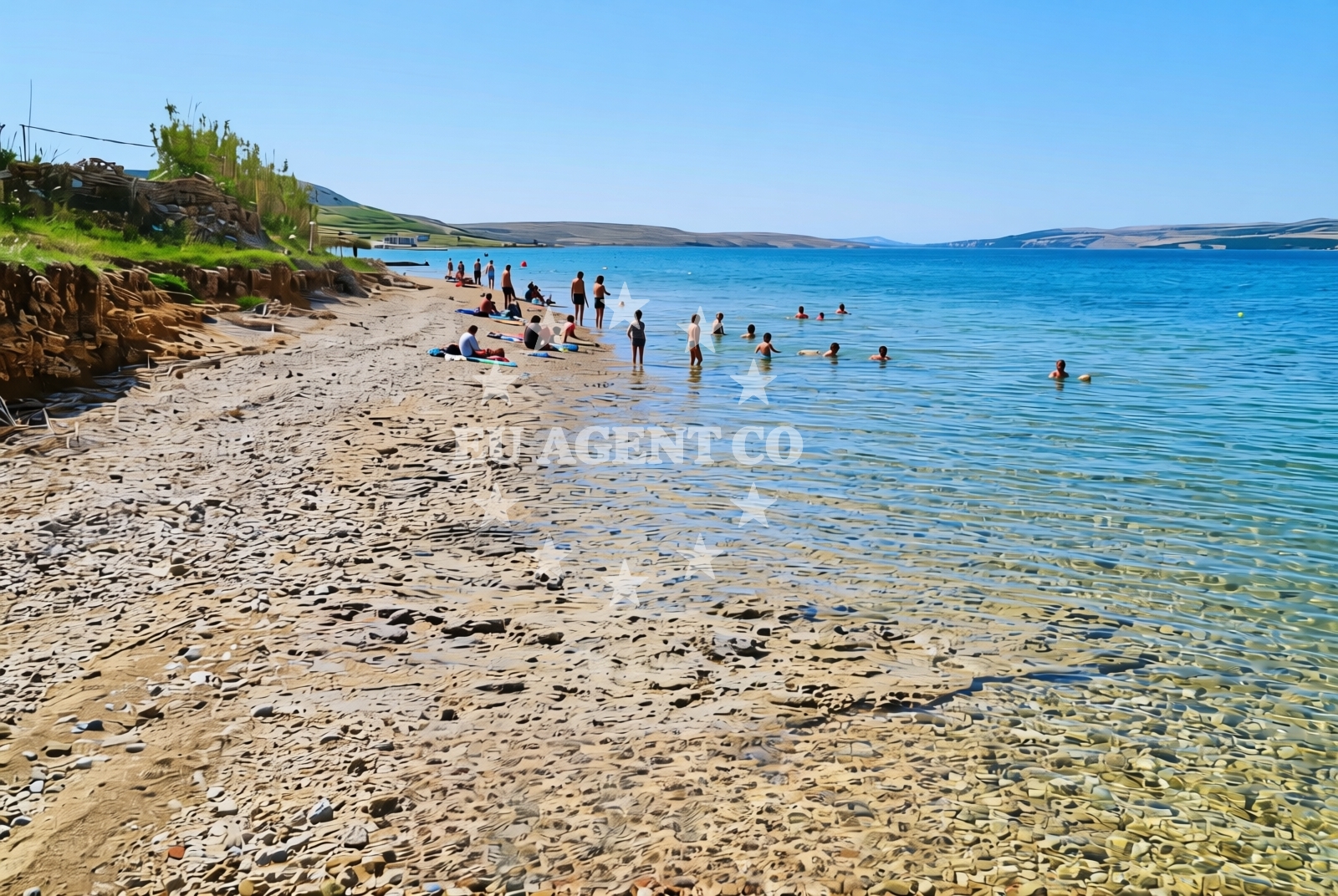 Sea and coastal view of Bušino, Kolan (Pag) Beach in Bušino