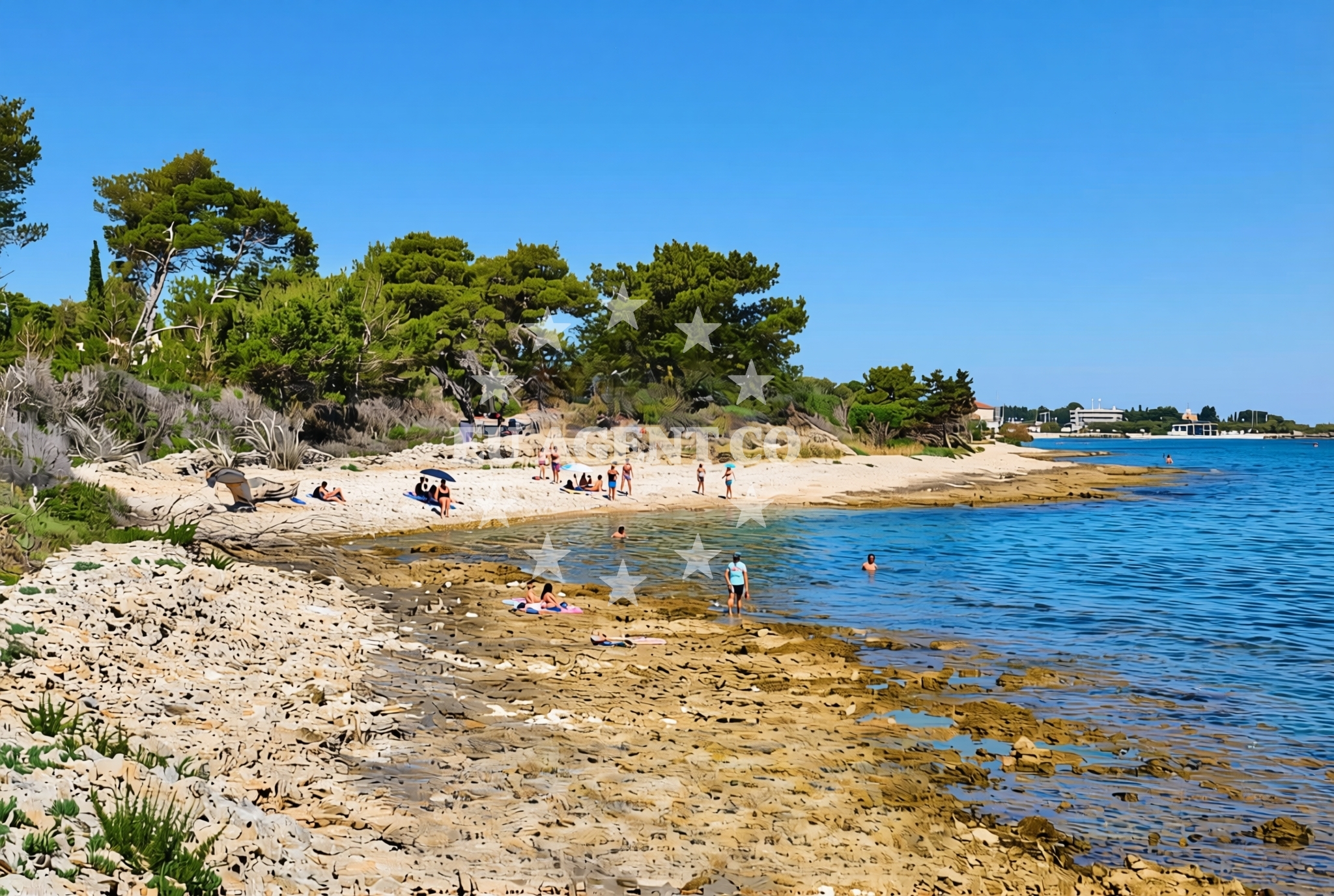 Shoreline and swimming area at Busje 2, Supetar (Brač) Beach in Busje 2
