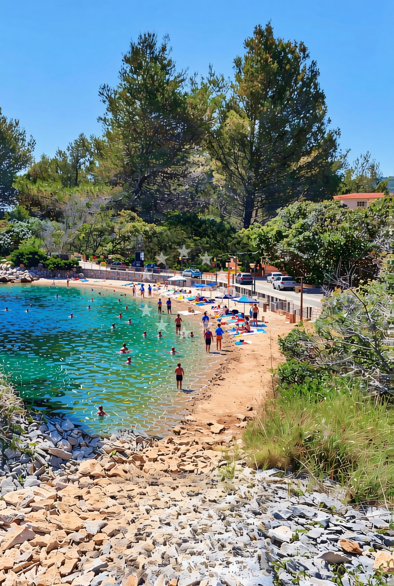 Beach facilities and surroundings at Busje 2, Supetar (Brač) Beach in Busje 2