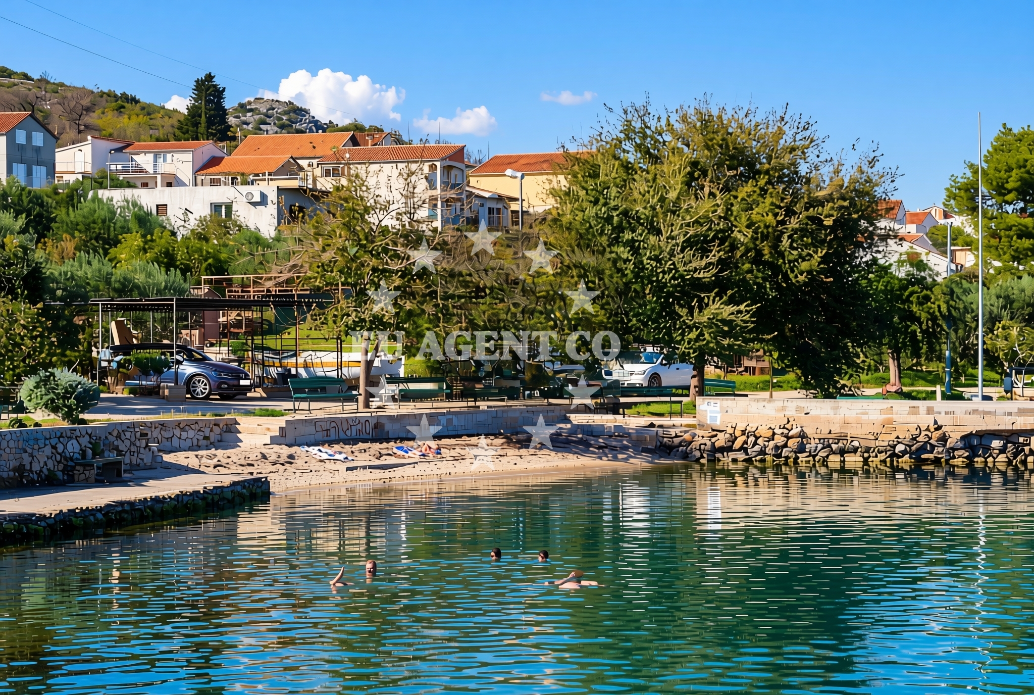 Shoreline and swimming area at Busovac, Raslina Beach in Busovac