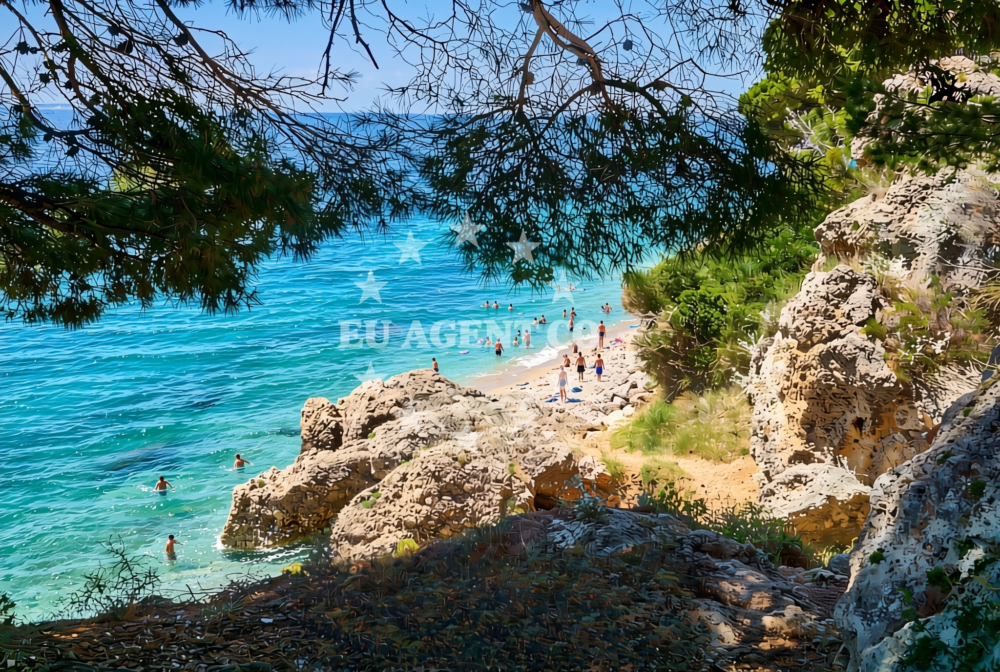 Shoreline and swimming area at Čador, Stanići (Omiš) Beach in Čador