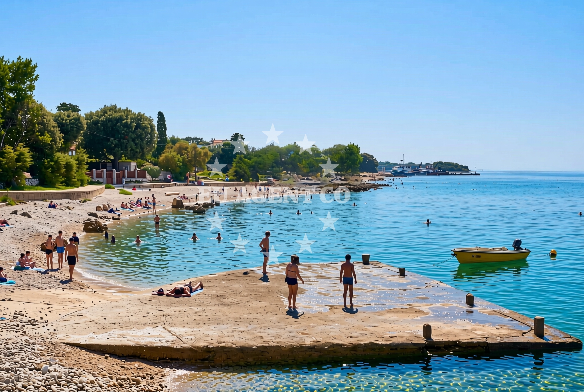 Shoreline and swimming area at Čarpusina, Silba (Silba) Beach in Čarpusina