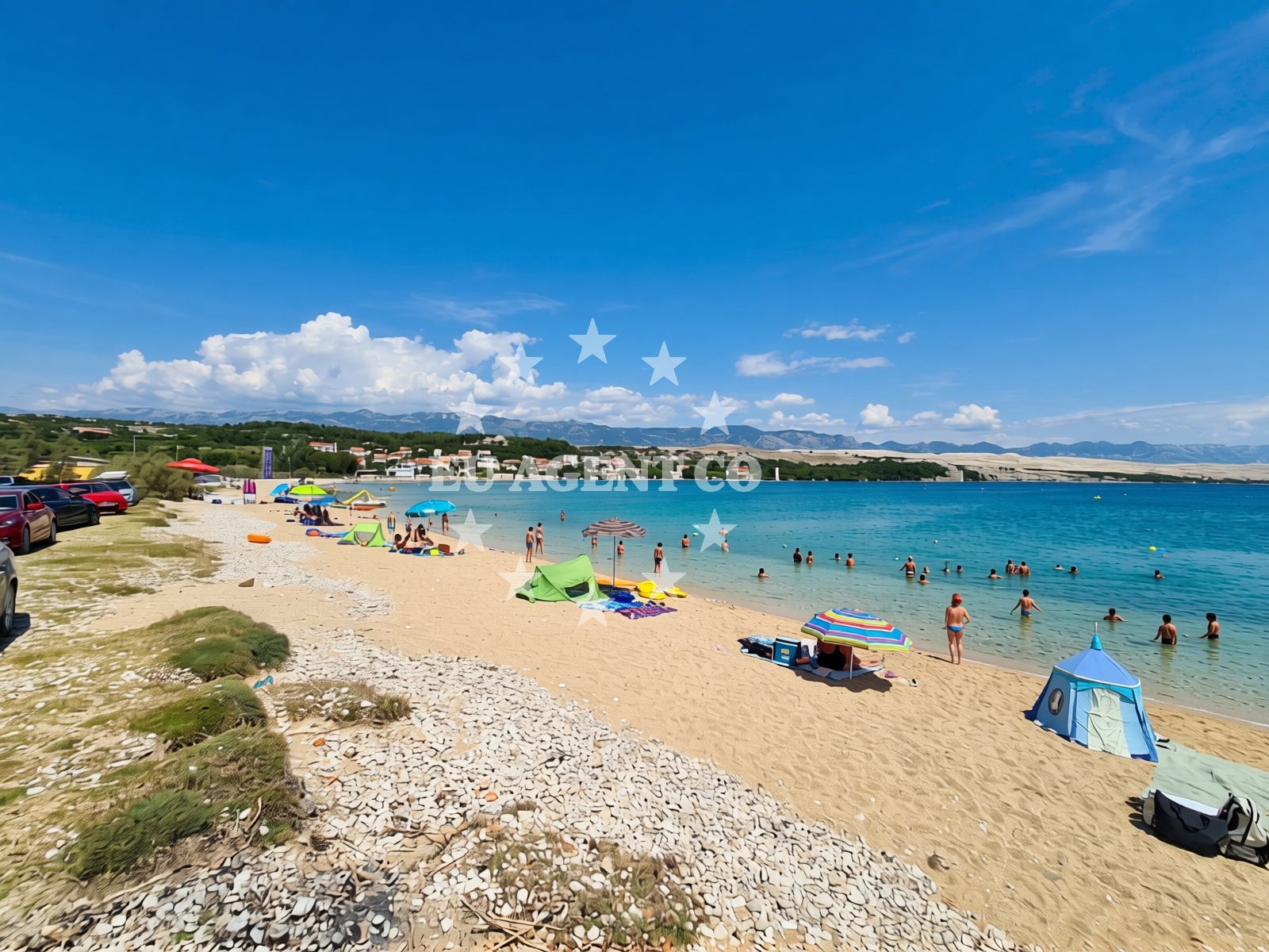 Overview of Caska beach in Caska 5a, Novalja
