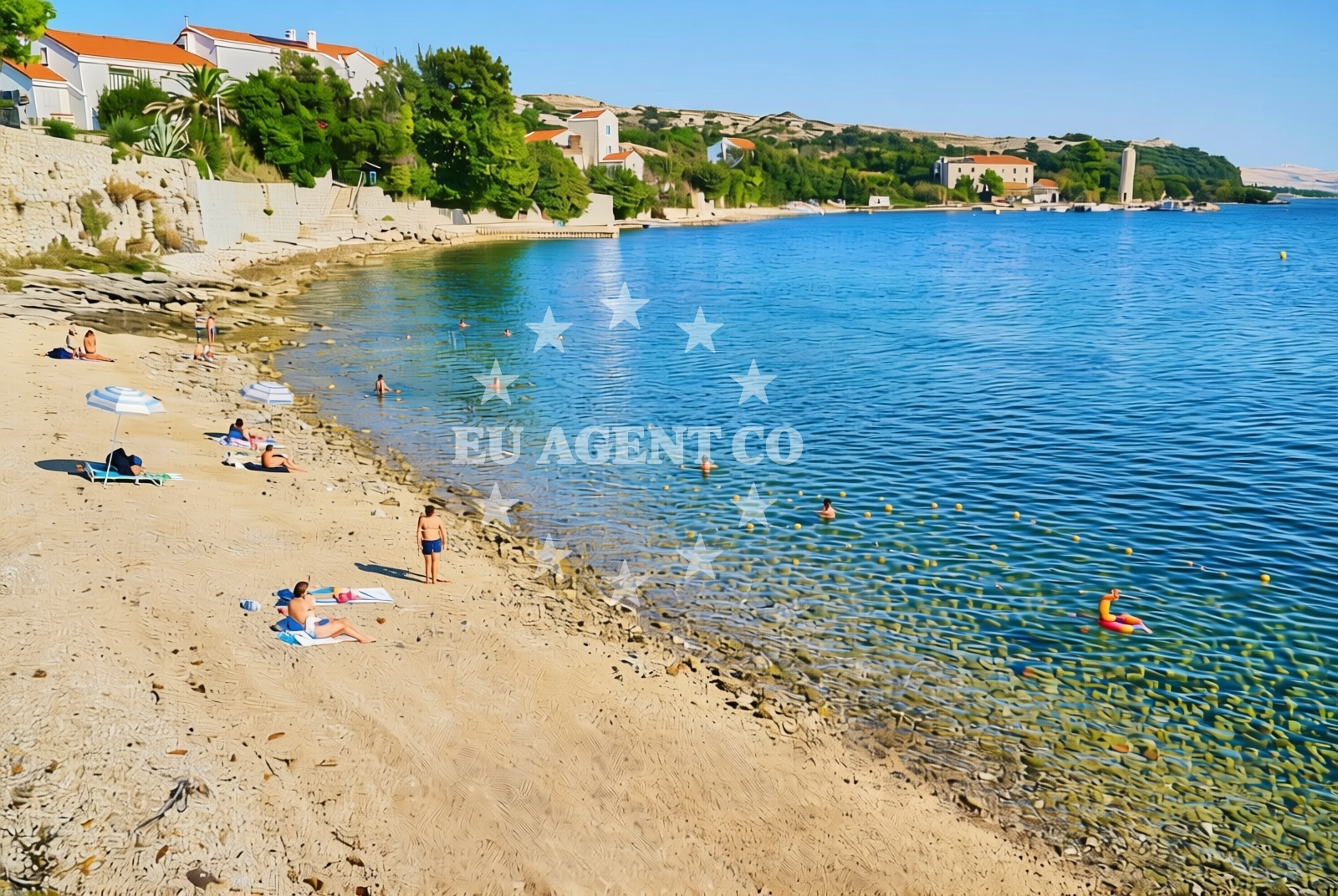 Sea and coastal view of Caska istok, Caska (Pag) Beach in Caska istok