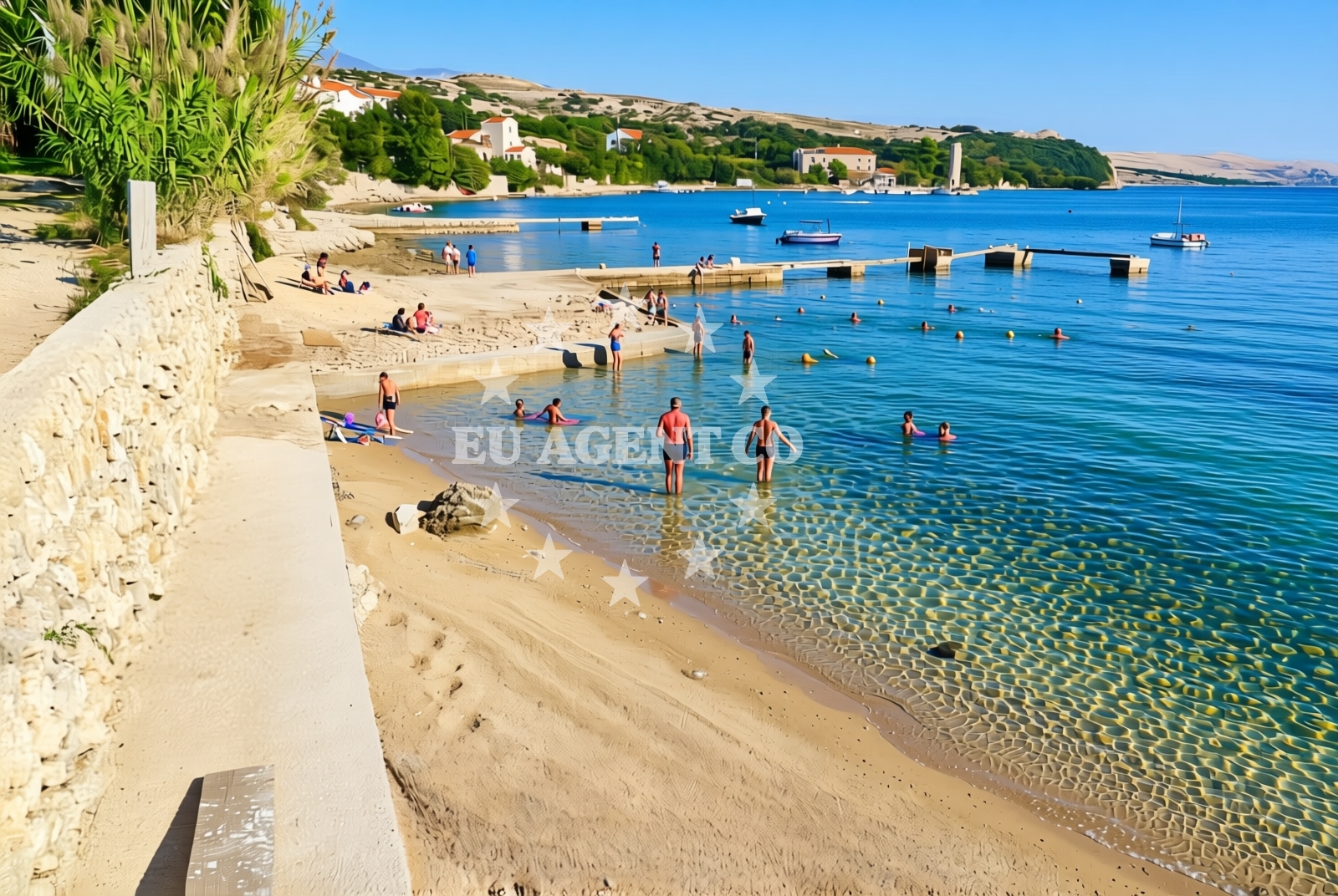 Beach facilities and surroundings at Caska istok, Caska (Pag) Beach in Caska istok
