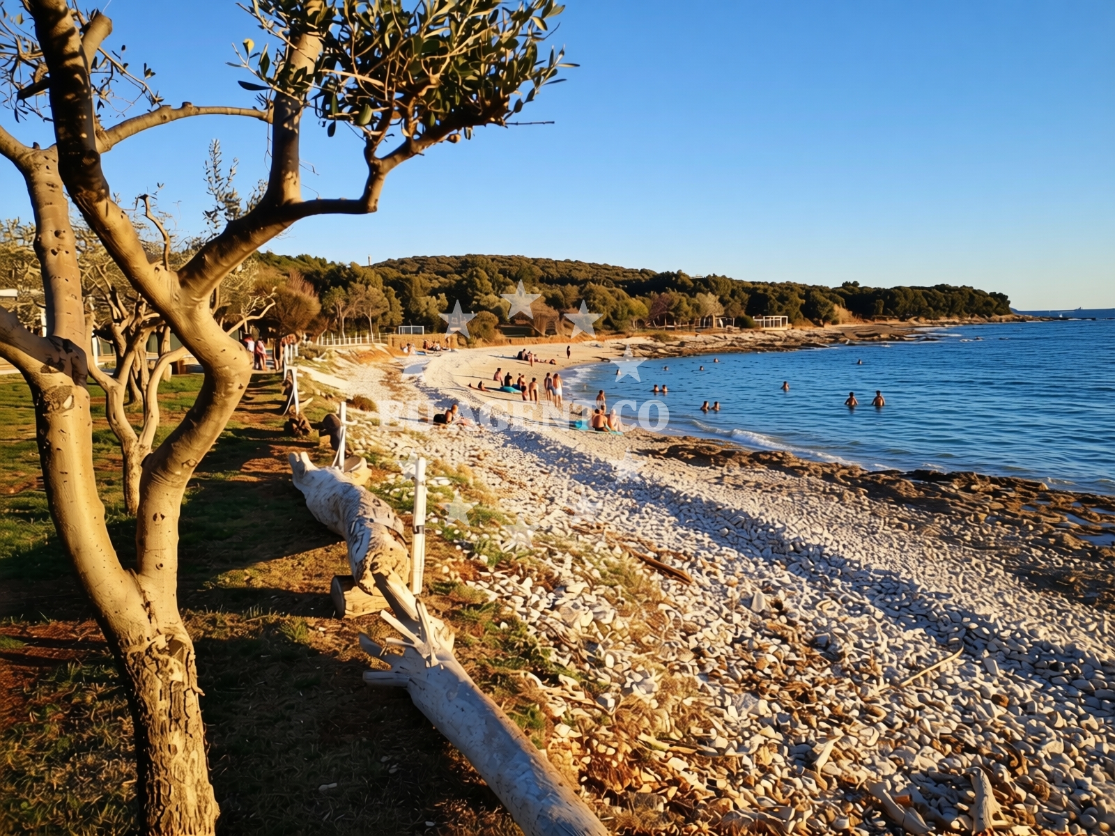 Beach facilities and surroundings at Castelan beach in Monsena 1, Rovinj