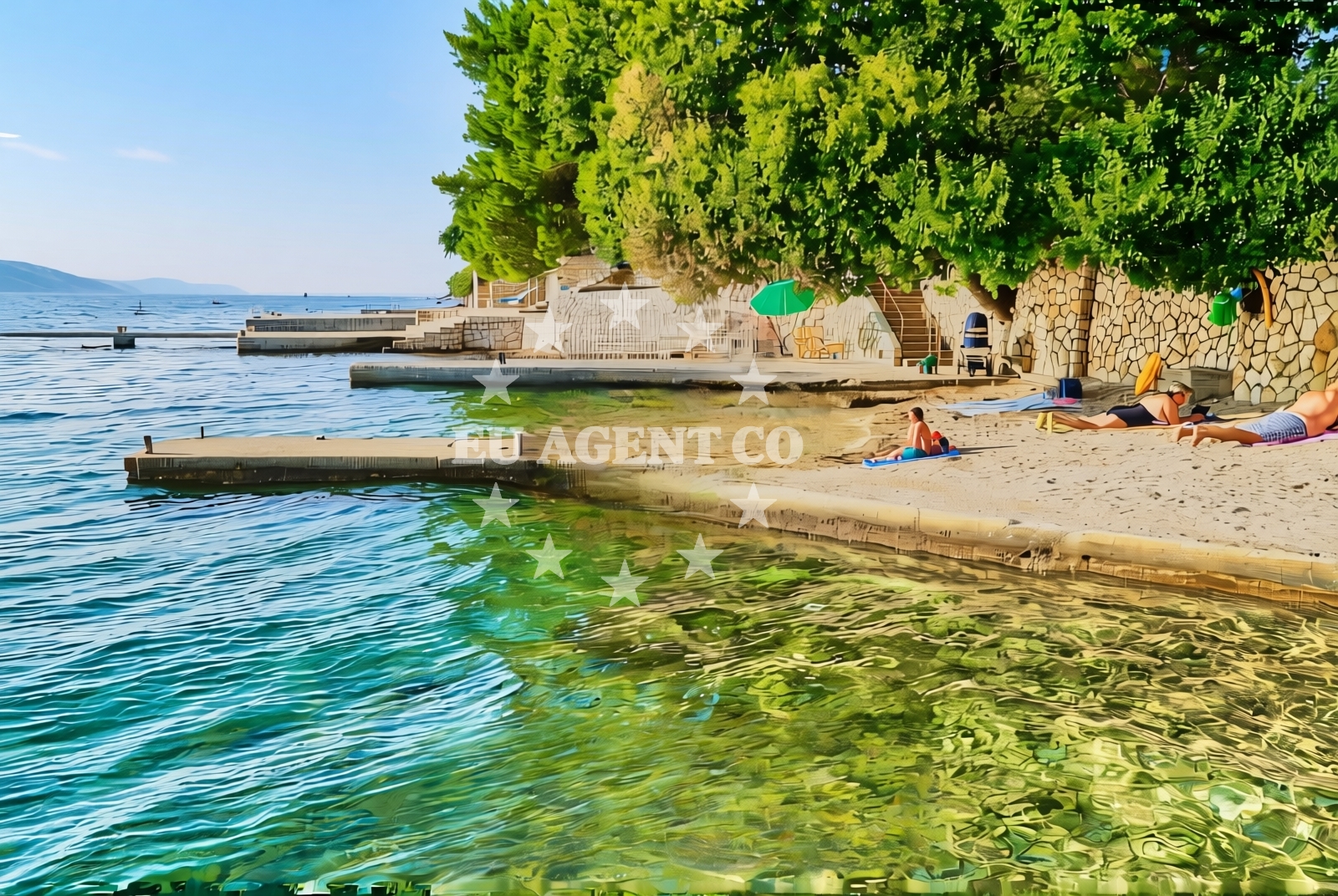 Beach facilities and surroundings at Čatare, Stara Novalja (Pag) Beach in Čatare