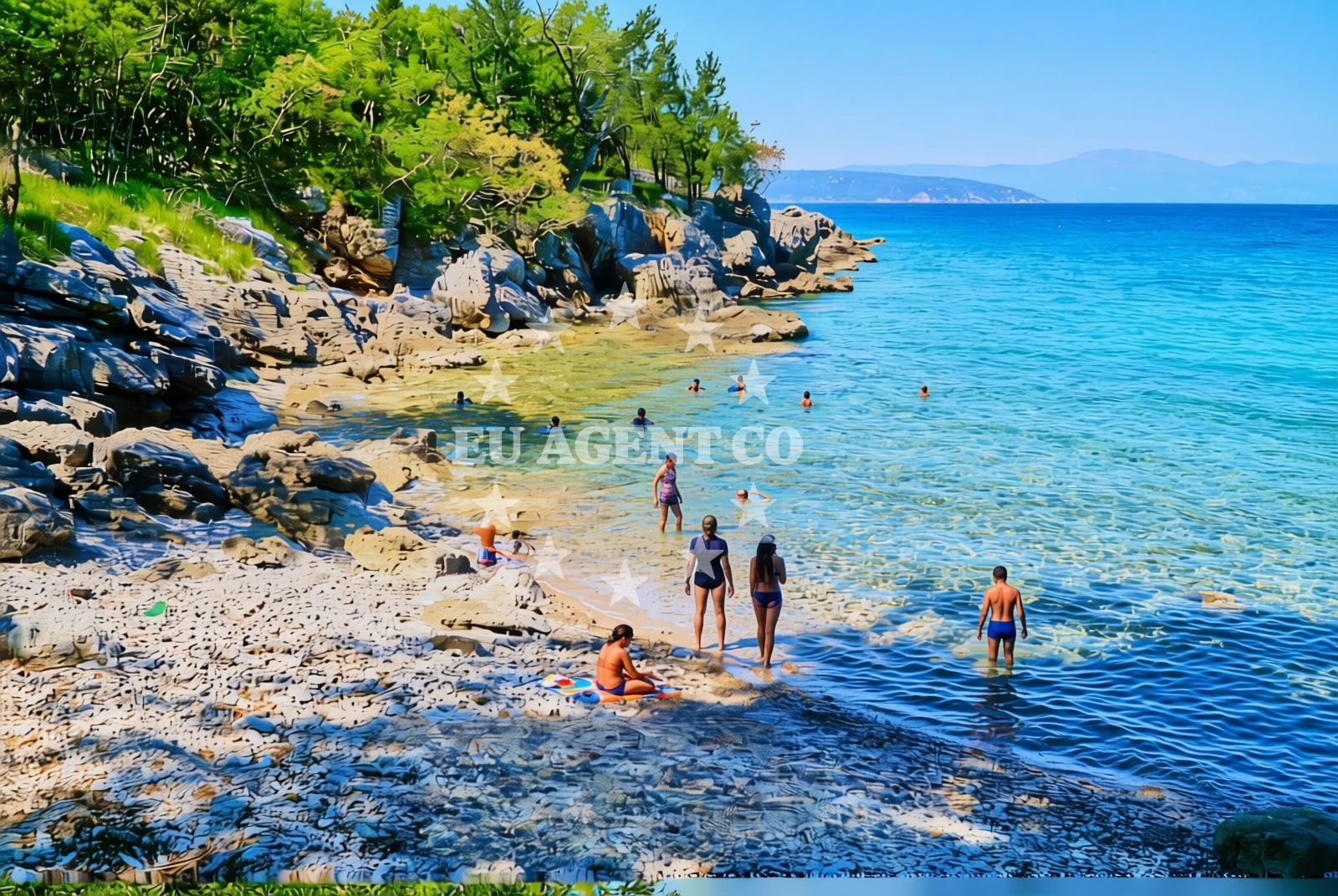 Sea and coastal view of Celebanovo istok, Milohnići (Krk) Beach in Celebanovo istok