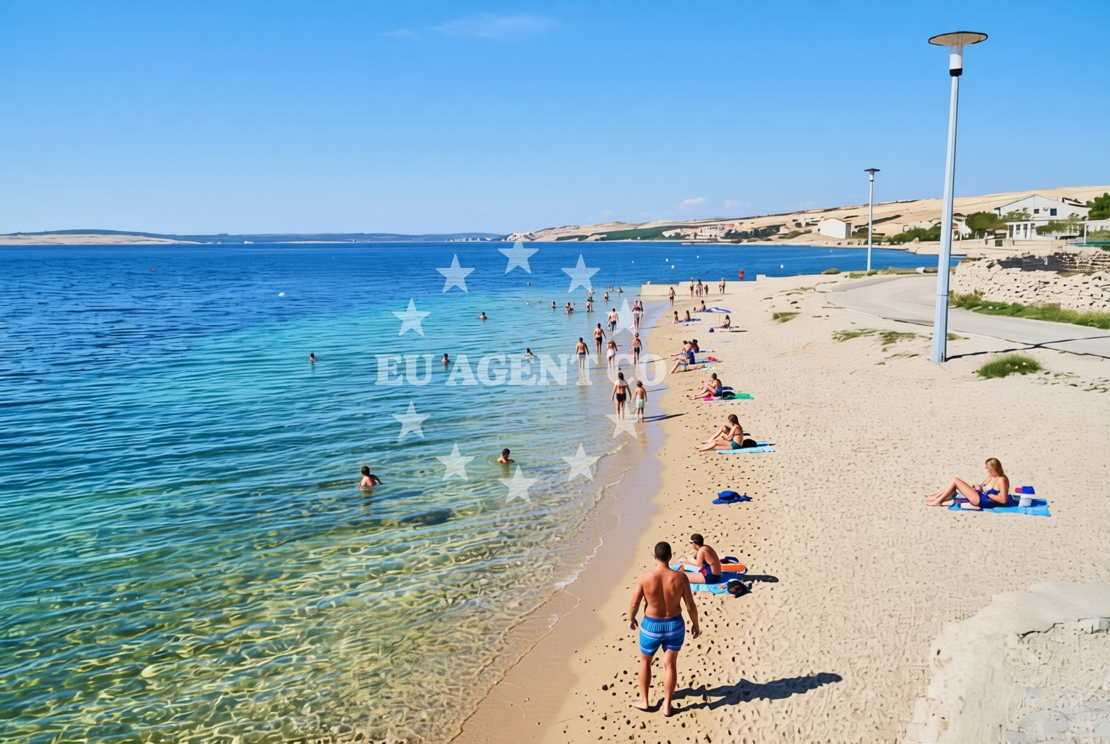 Overview of Centar, Kustići (Pag) Beach in Centar