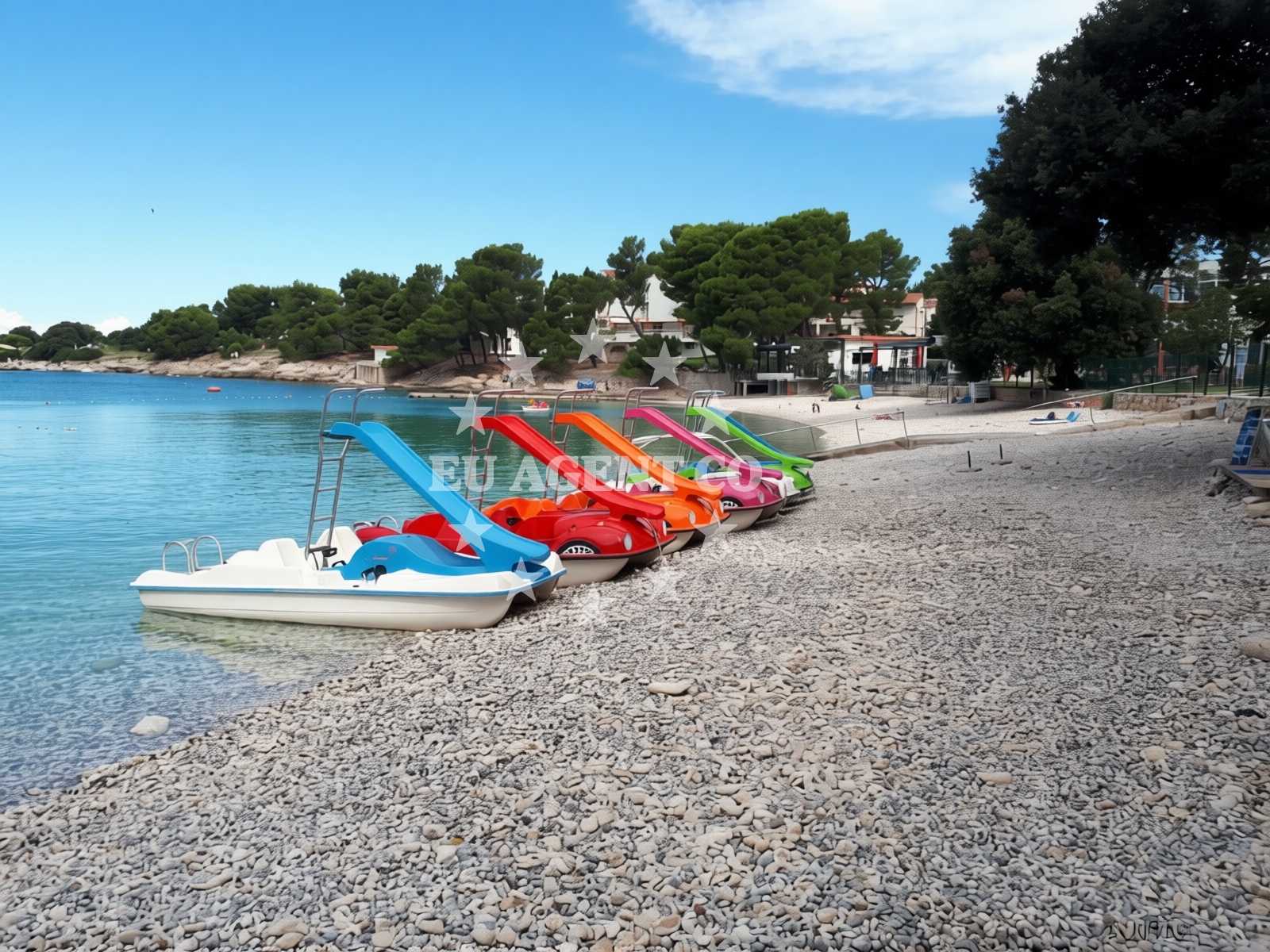 Shoreline and swimming area at Centinera beach in Indije 66, BANJOLE, Pula