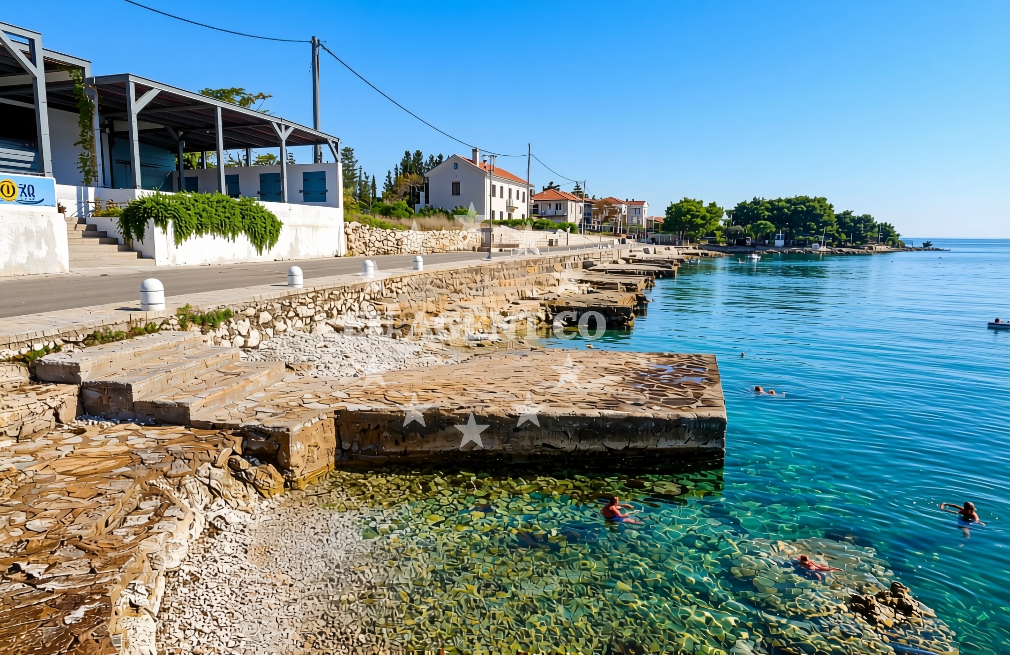 Beach facilities and surroundings at Čeprljanda jug, Ugljan (Ugljan) Beach in Čeprljanda jug
