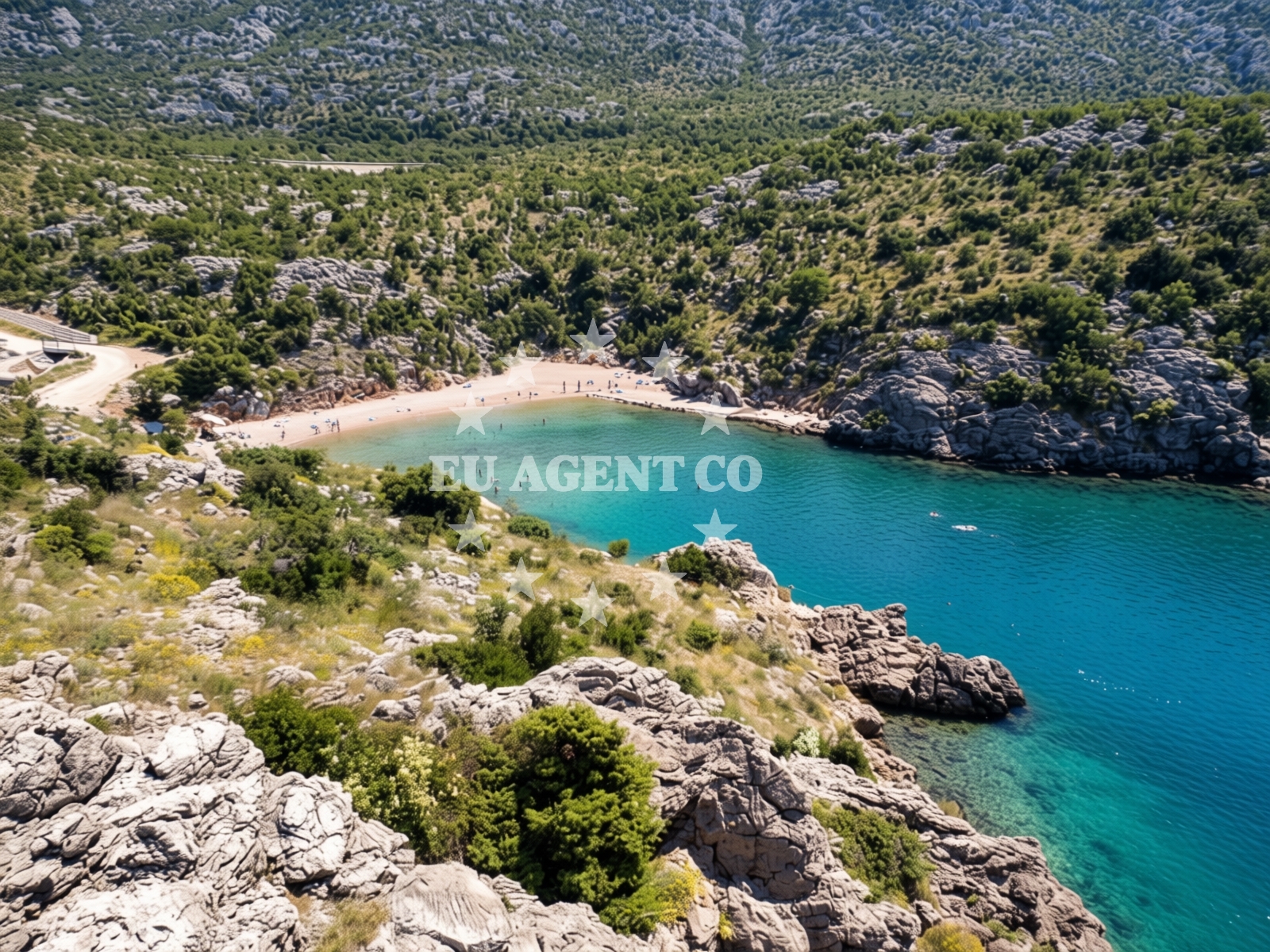 Sea and coastal view of Cesarica beach in Cesarica, Cesarica