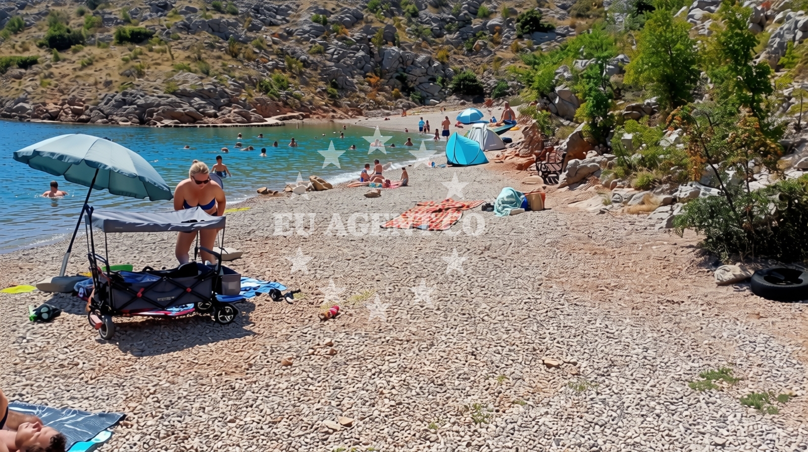 Beach facilities and surroundings at Cesarica beach in Cesarica, Cesarica