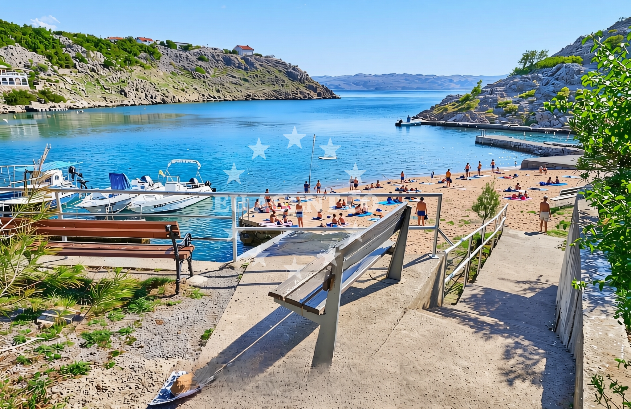 Sea and coastal view of Cesarica, Cesarica Beach in Cesarica