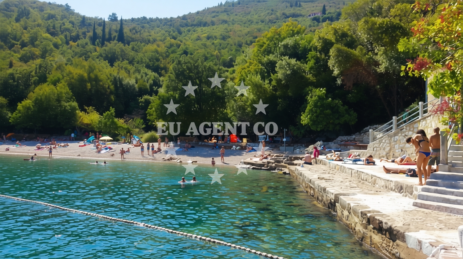 Beach facilities and surroundings at Cesarova beach in Kali 41, Medveja