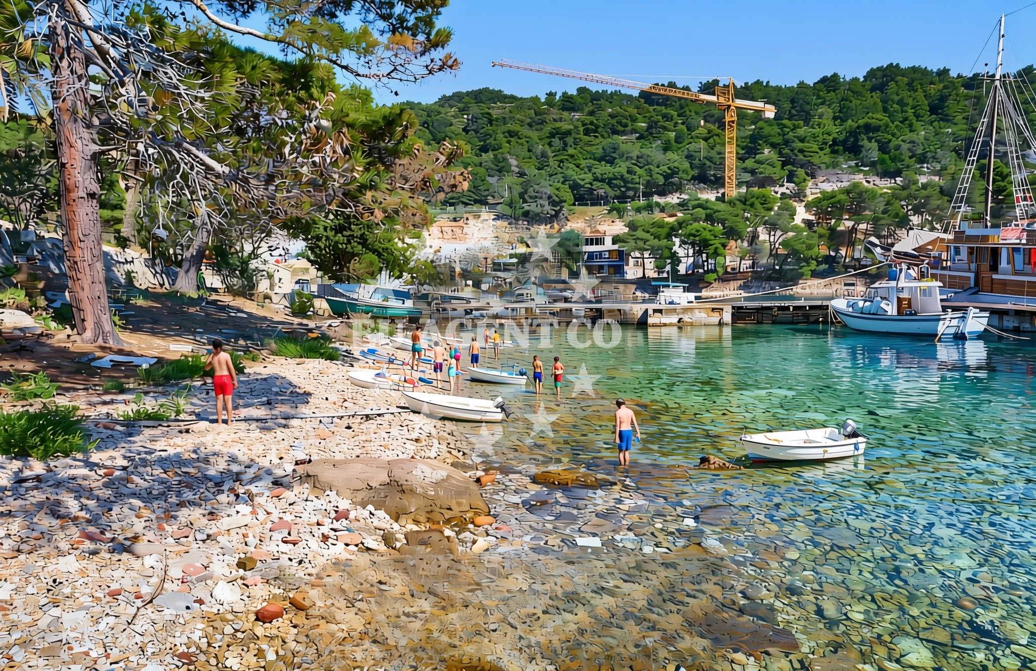 Shoreline and swimming area at Češka vila, Vis (Vis) Beach in Češka vila