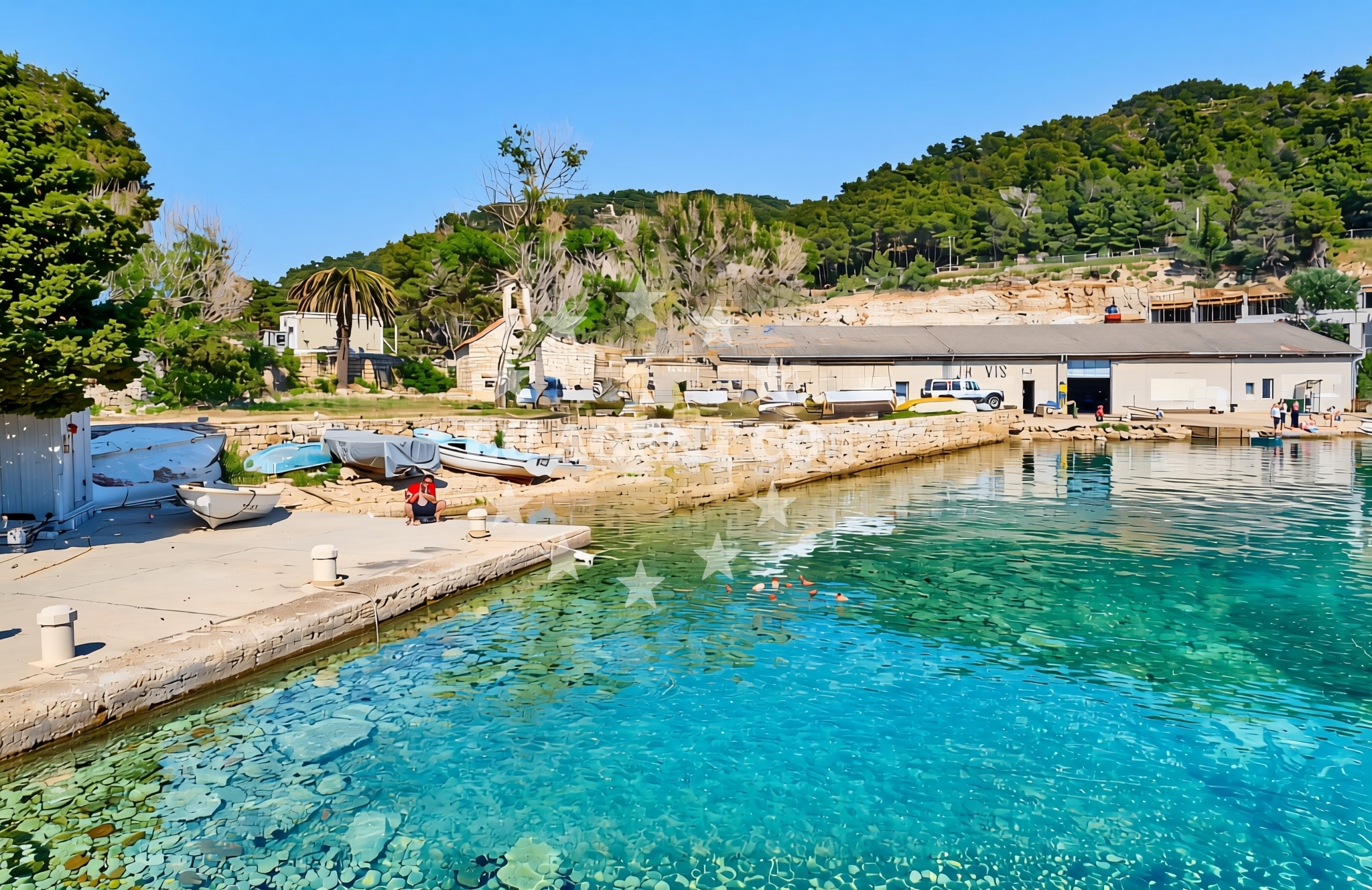 Sea and coastal view of Češka vila, Vis (Vis) Beach in Češka vila