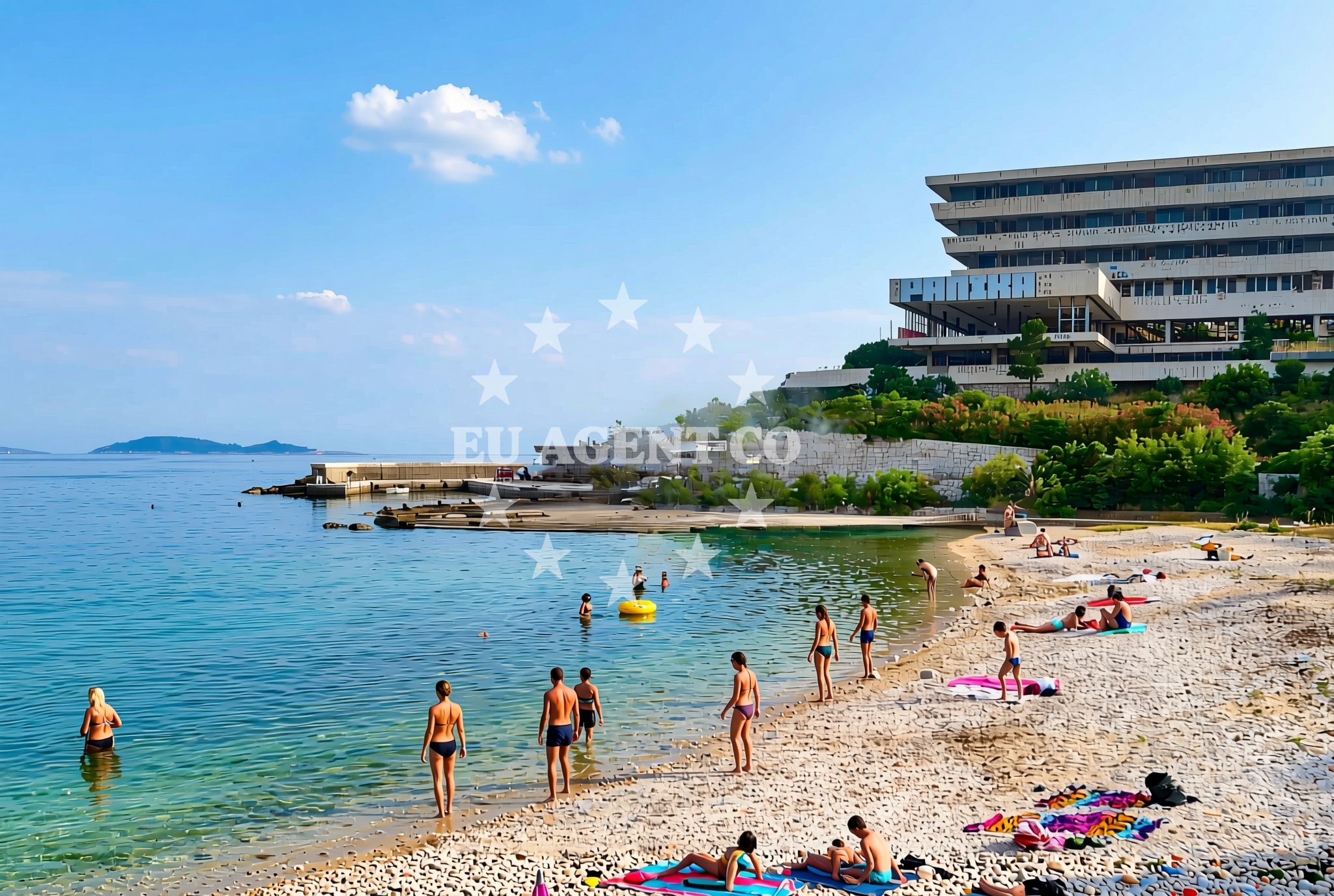 Shoreline and swimming area at Čibača: beaches and coves in Čibača