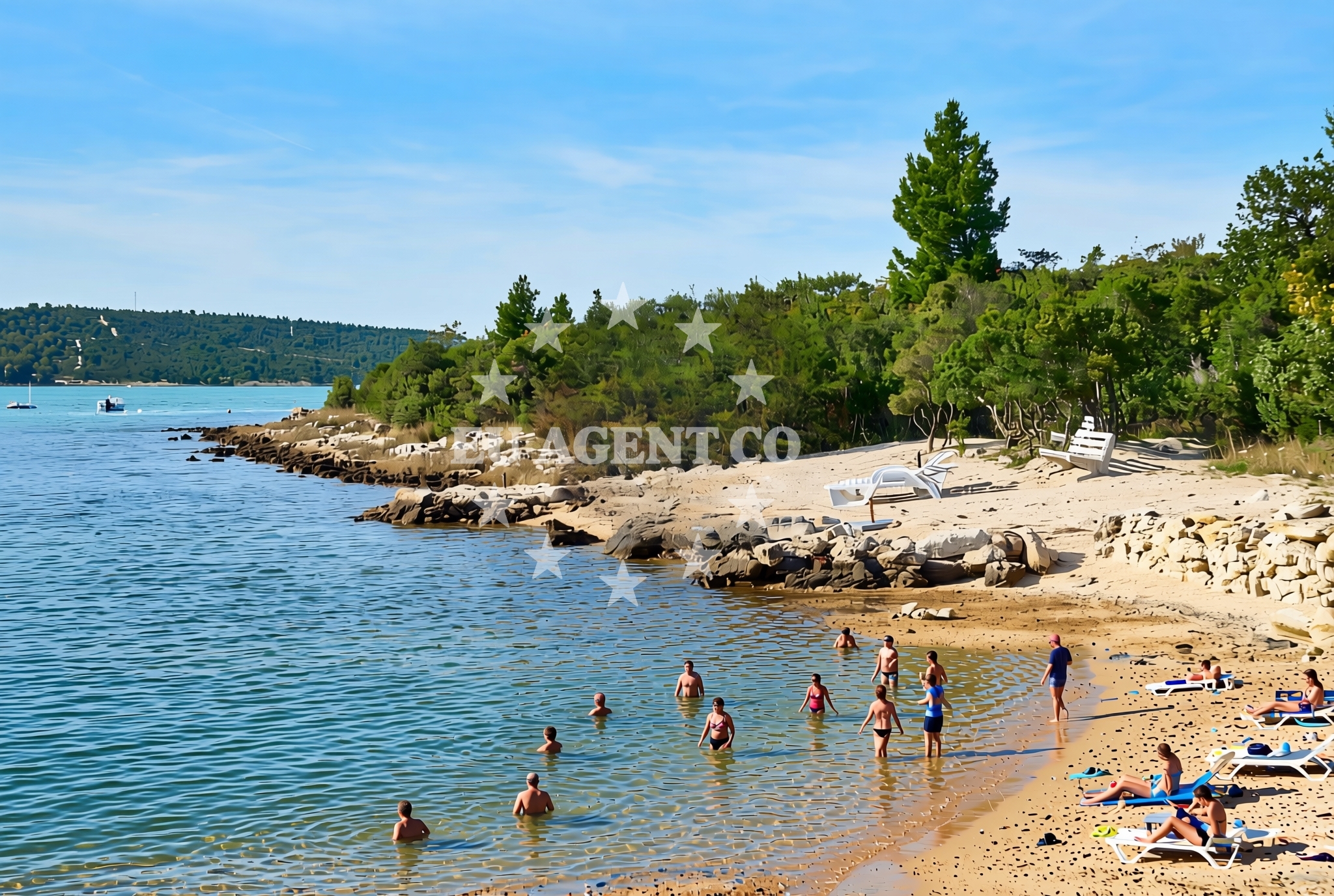 Shoreline and swimming area at Cicigaj, Kruševo (Obrovac) Beach in Cicigaj