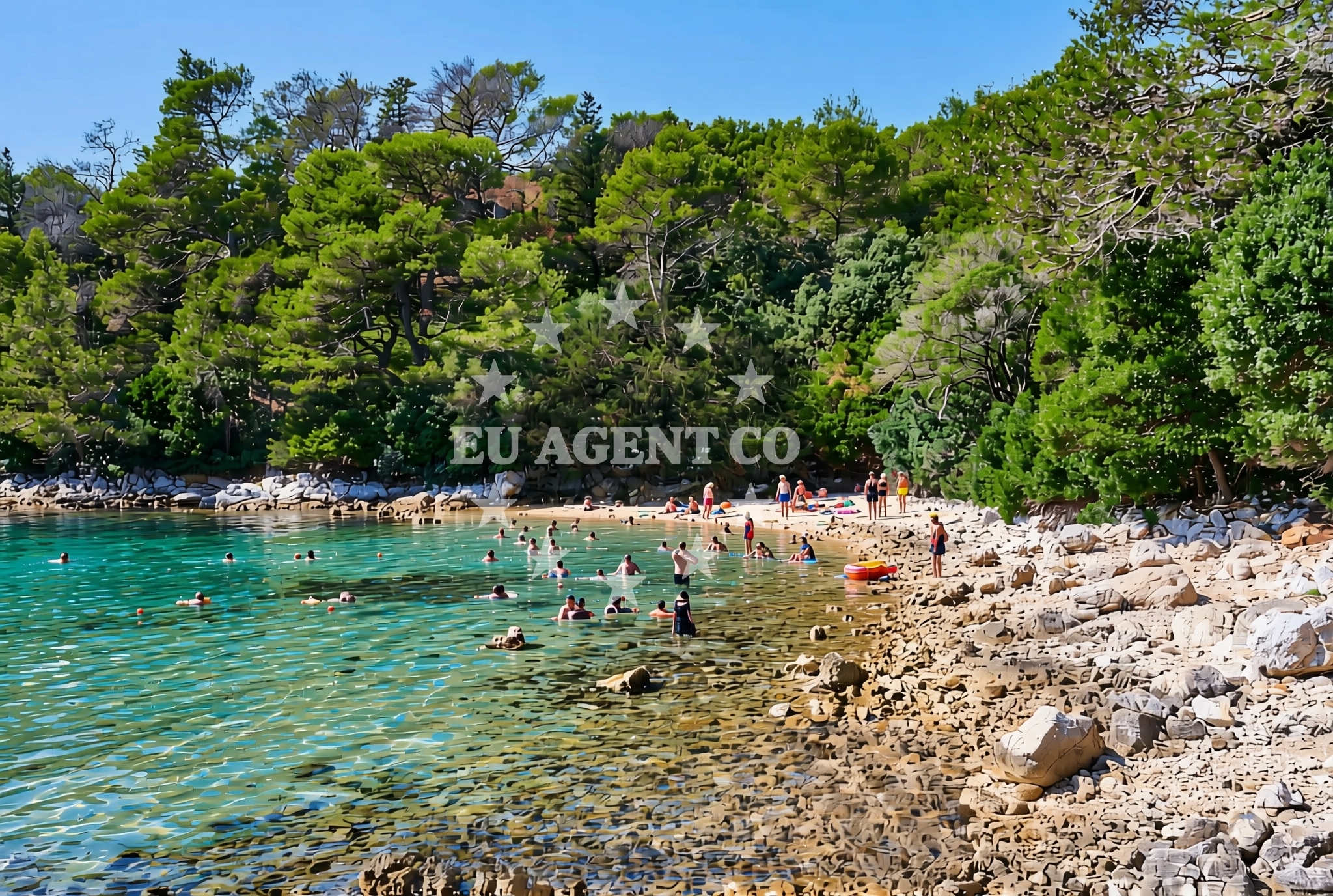 Shoreline and swimming area at Ćifnata zapad, Kampor (Rab) Beach in Ćifnata zapad