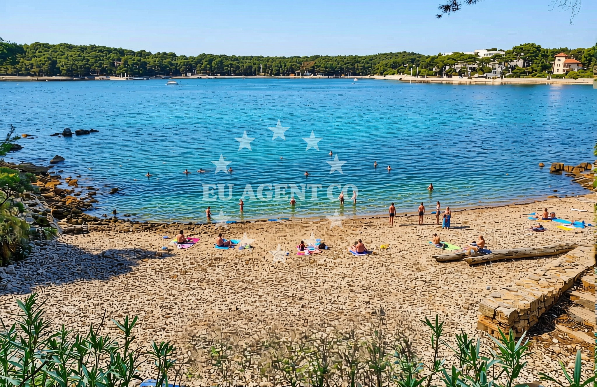 Overview of Čikat (dog beach), Mali Lošinj (Lošinj) Beach in Čikat (plaža za pse)