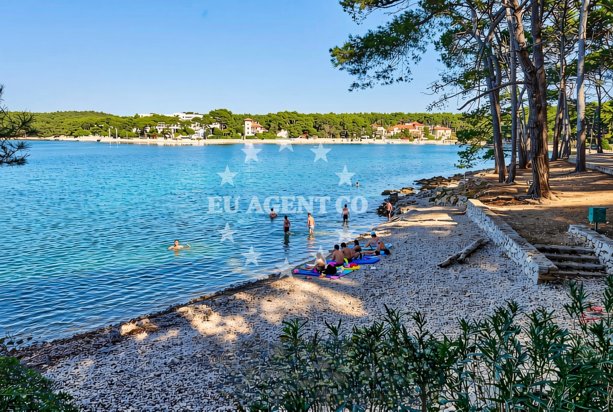 Sea and coastal view of Čikat (dog beach), Mali Lošinj (Lošinj) Beach in Čikat (plaža za pse)