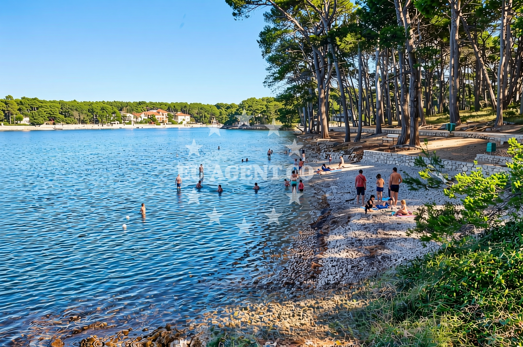 Beach facilities and surroundings at Čikat (dog beach), Mali Lošinj (Lošinj) Beach in Čikat (plaža za pse)