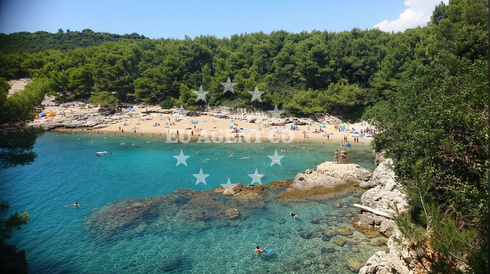 Shoreline and swimming area at Ciklonska plaza in Stoja 37, Pula