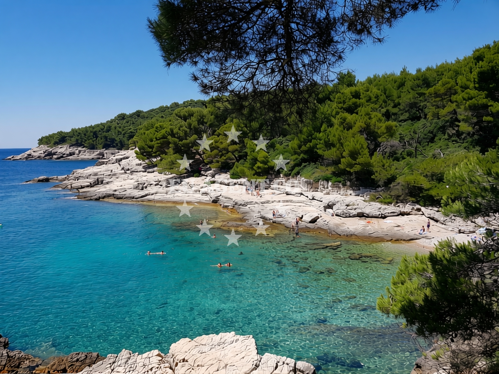 Sea and coastal view of Ciklonska plaza in Stoja 37, Pula
