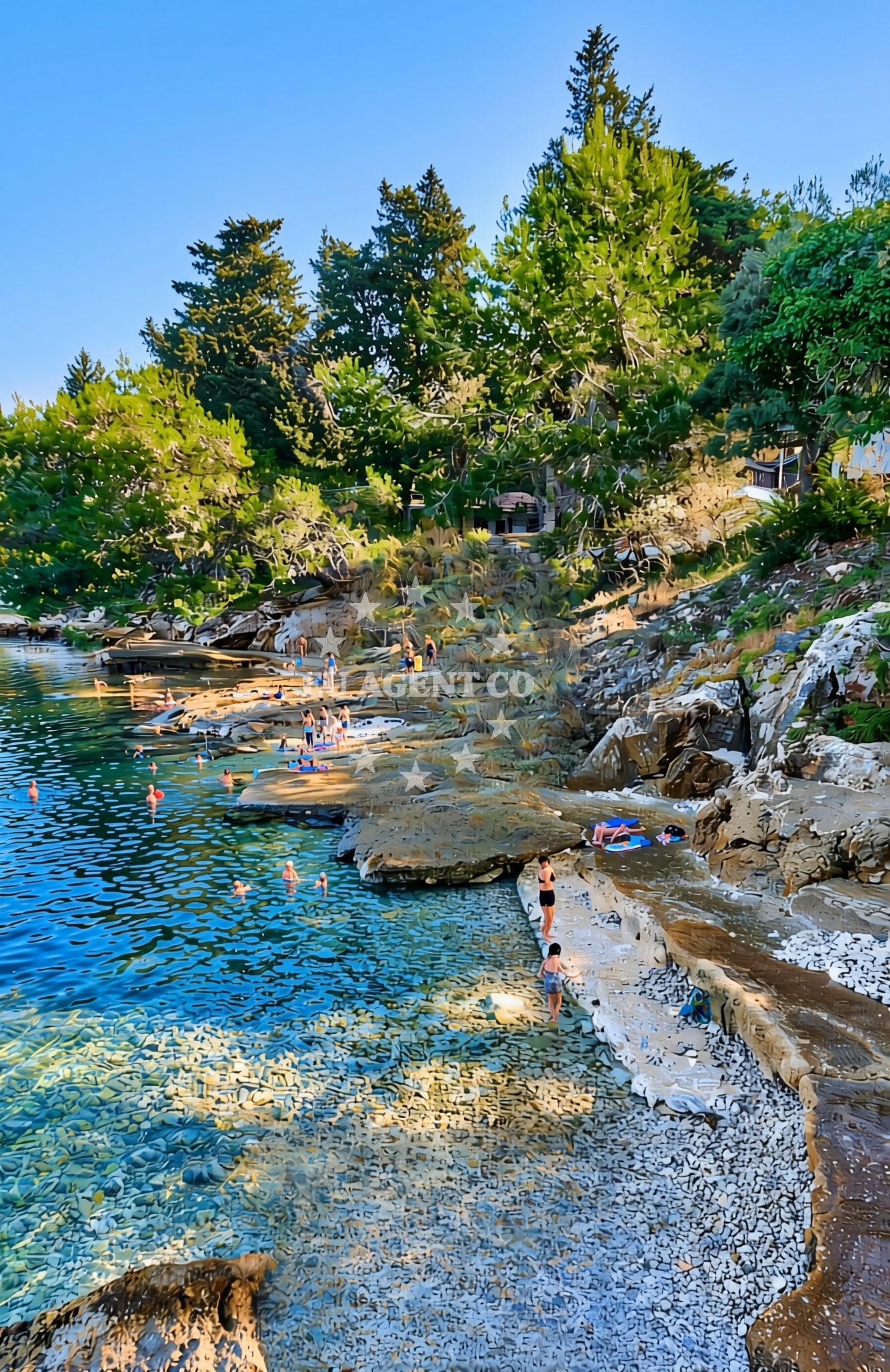 Beach facilities and surroundings at Činta, Ugljan (Ugljan) Beach in Činta