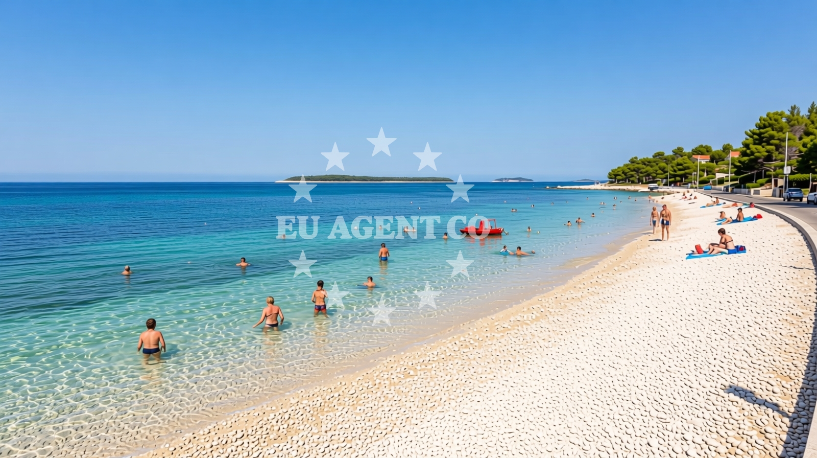 Sea and coastal view of Coala beach in Veštar 1, Rovinj