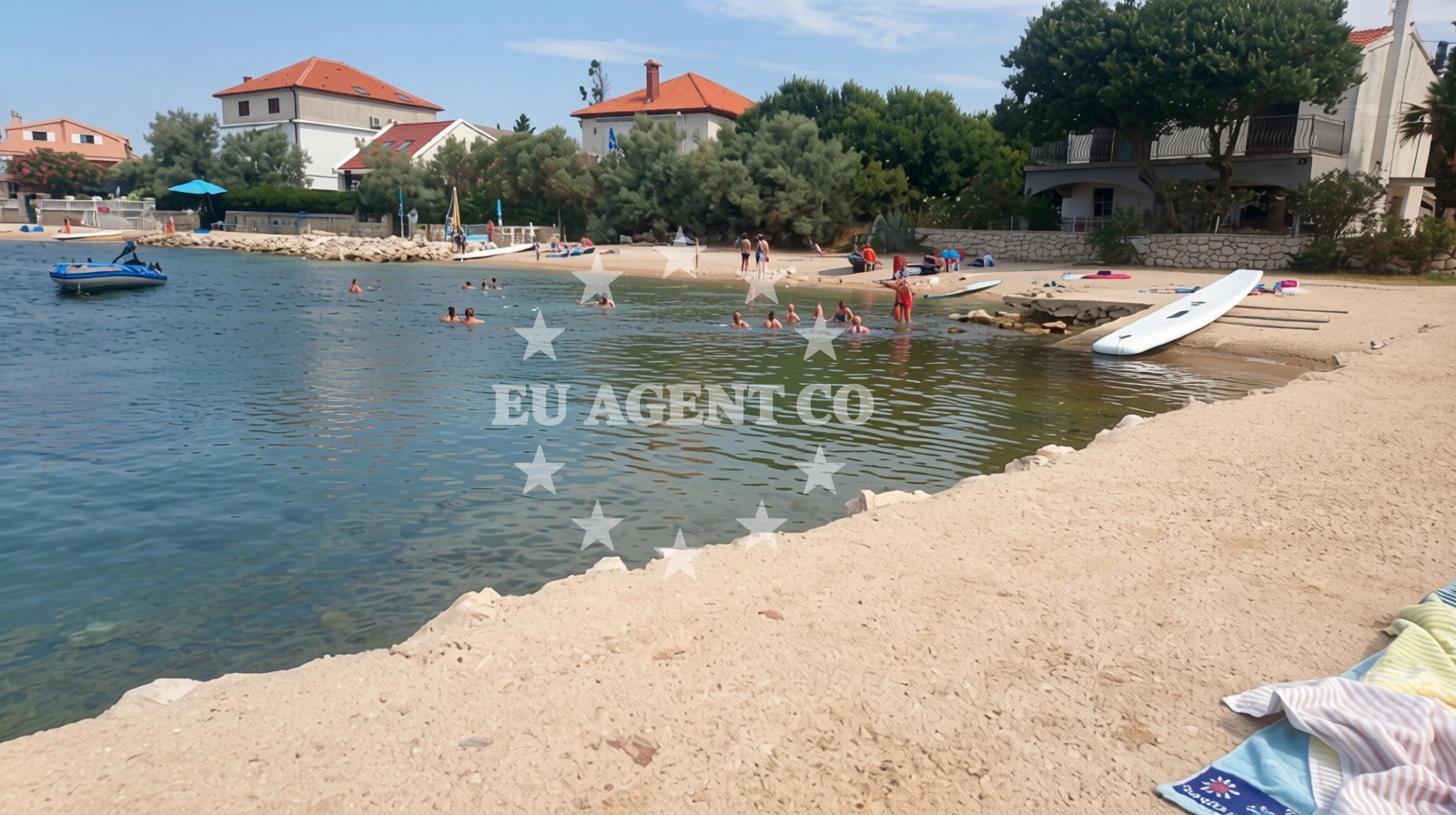 Sea and coastal view of Cochineal beach in 23 Kosljun, Košljun