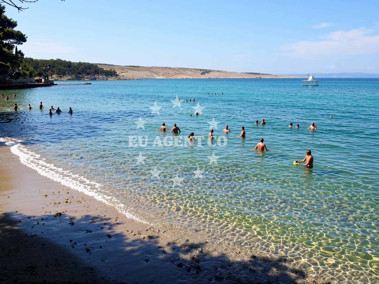 Sea and coastal view of Crikvena beach in Lopar 30 A, Lopar