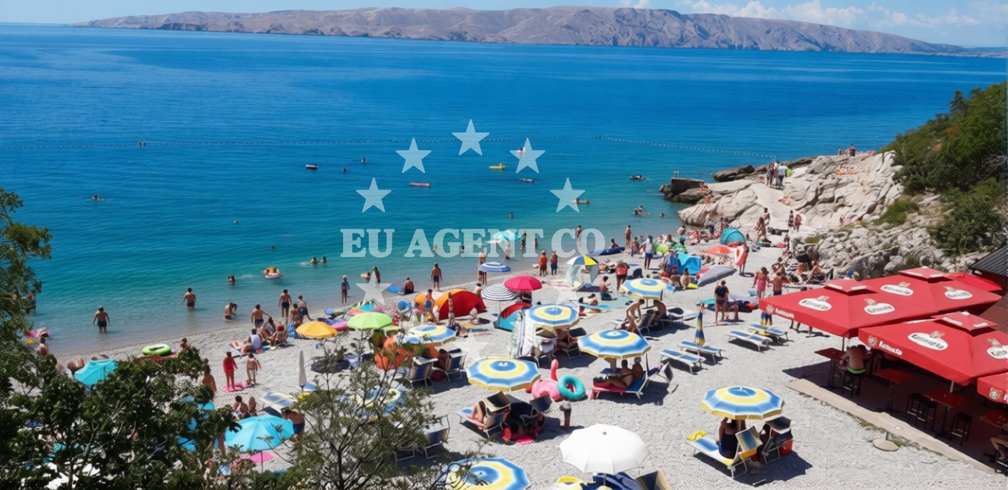 Overview of Crikvenica beach in , Senj