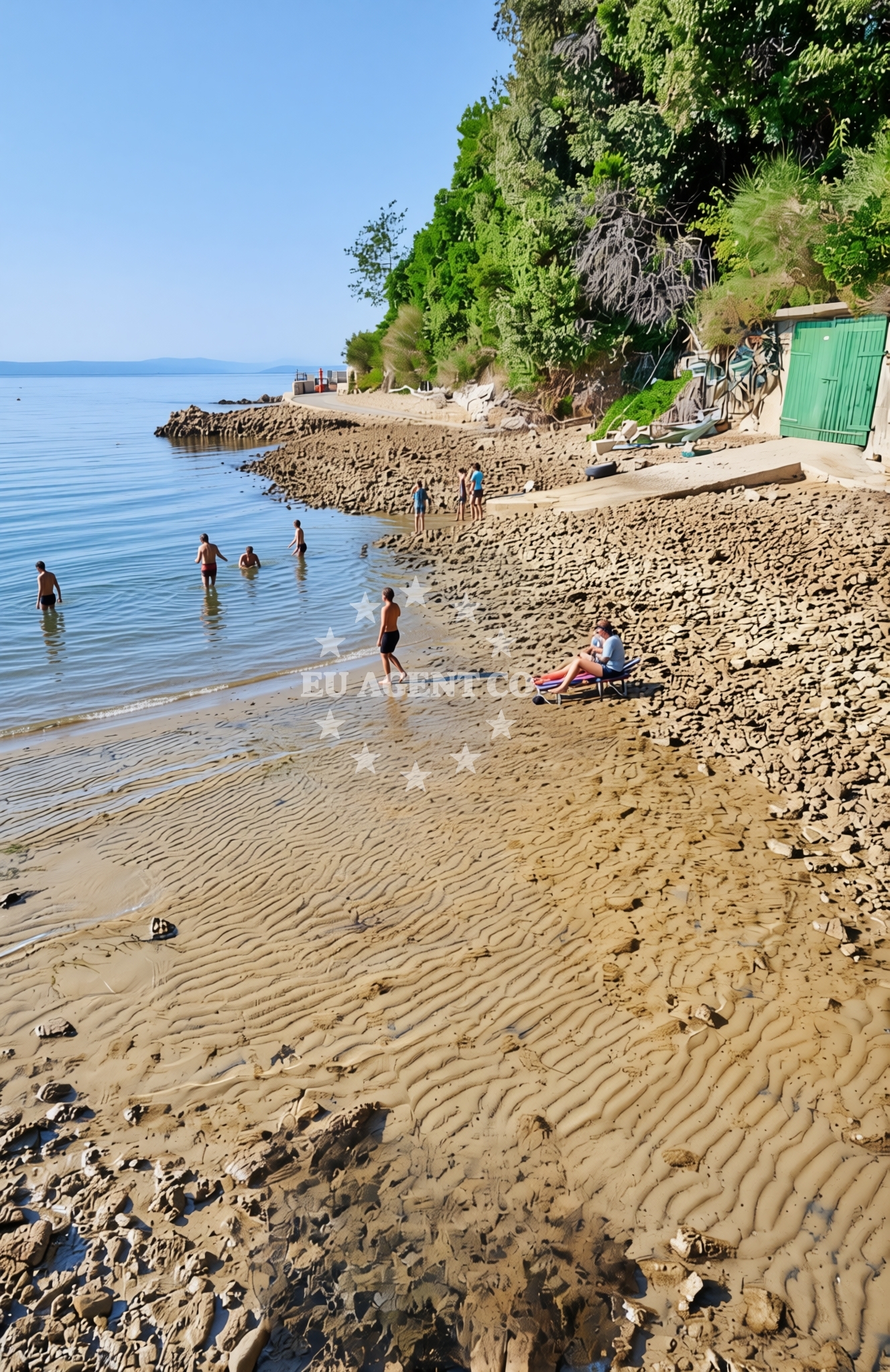 Sea and coastal view of Crkvena dražica sjever, Lopar (Rab) Beach in Crkvena dražica sjever