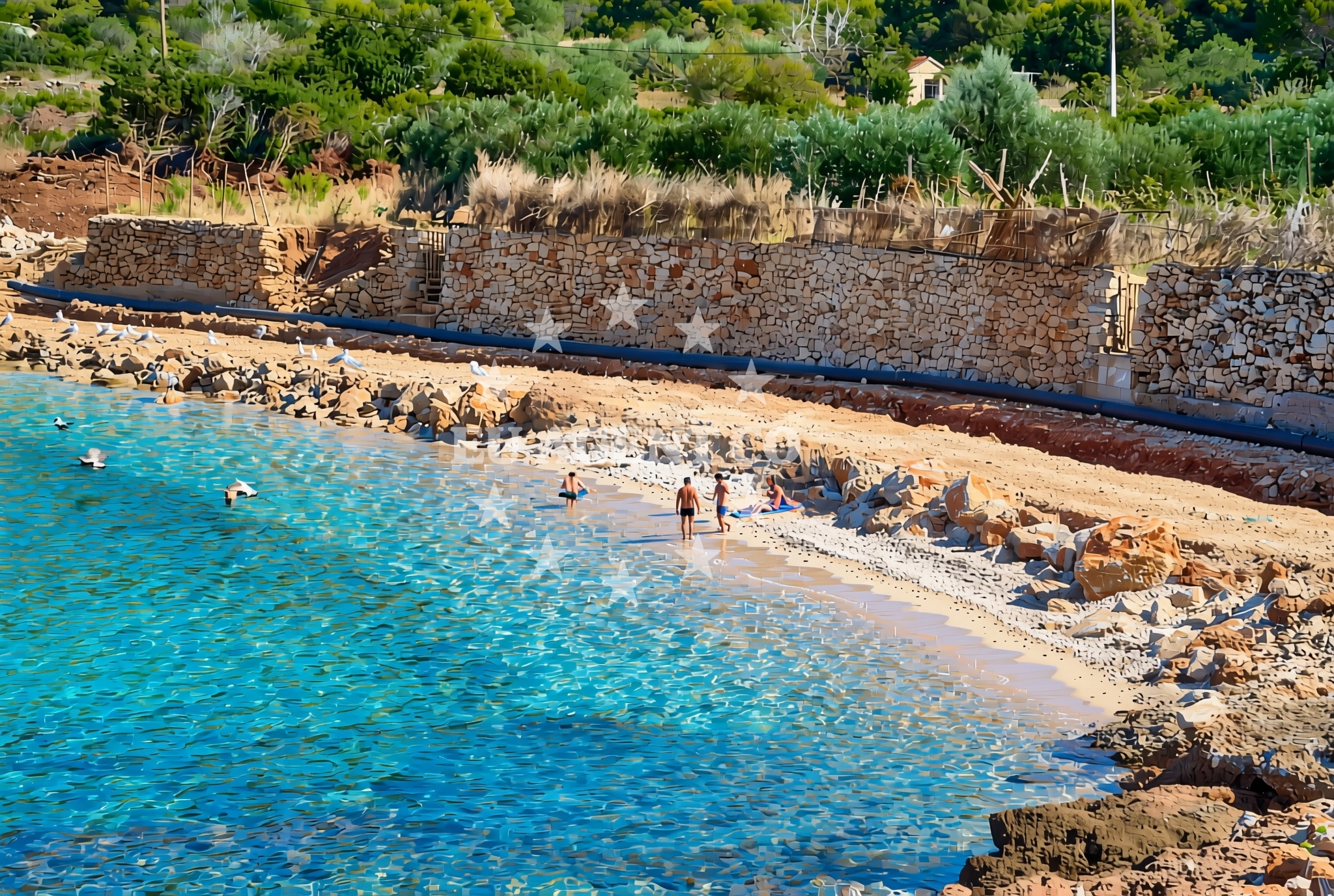 Sea and coastal view of Crkvica, Jelsa (Hvar) Beach in Crkvica