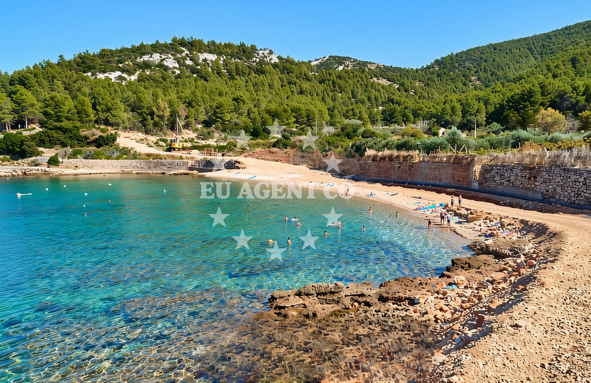 Beach facilities and surroundings at Crkvica, Jelsa (Hvar) Beach in Crkvica