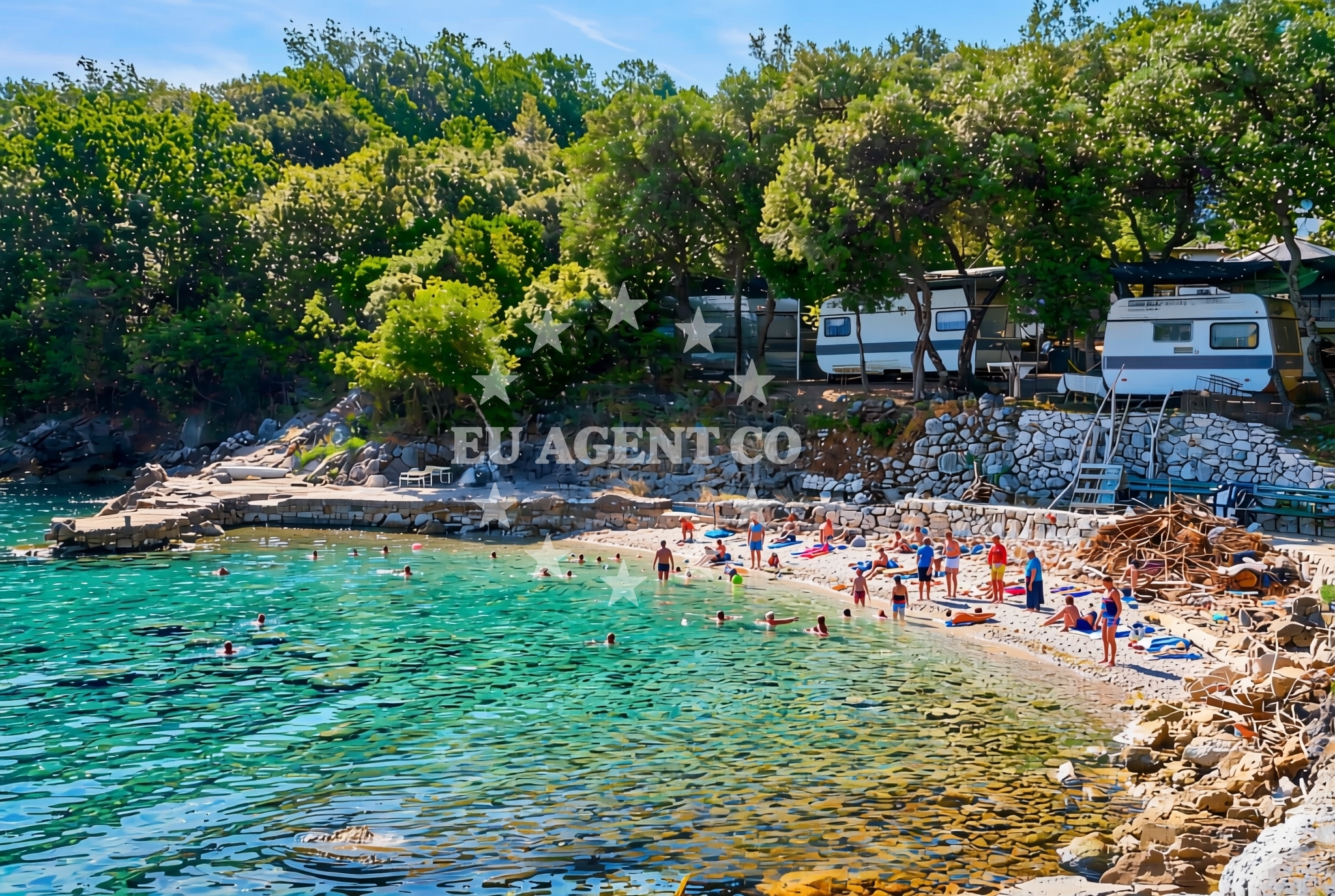 Sea and coastal view of Crkvice jug, Kuna Pelješka Beach in Crkvice jug