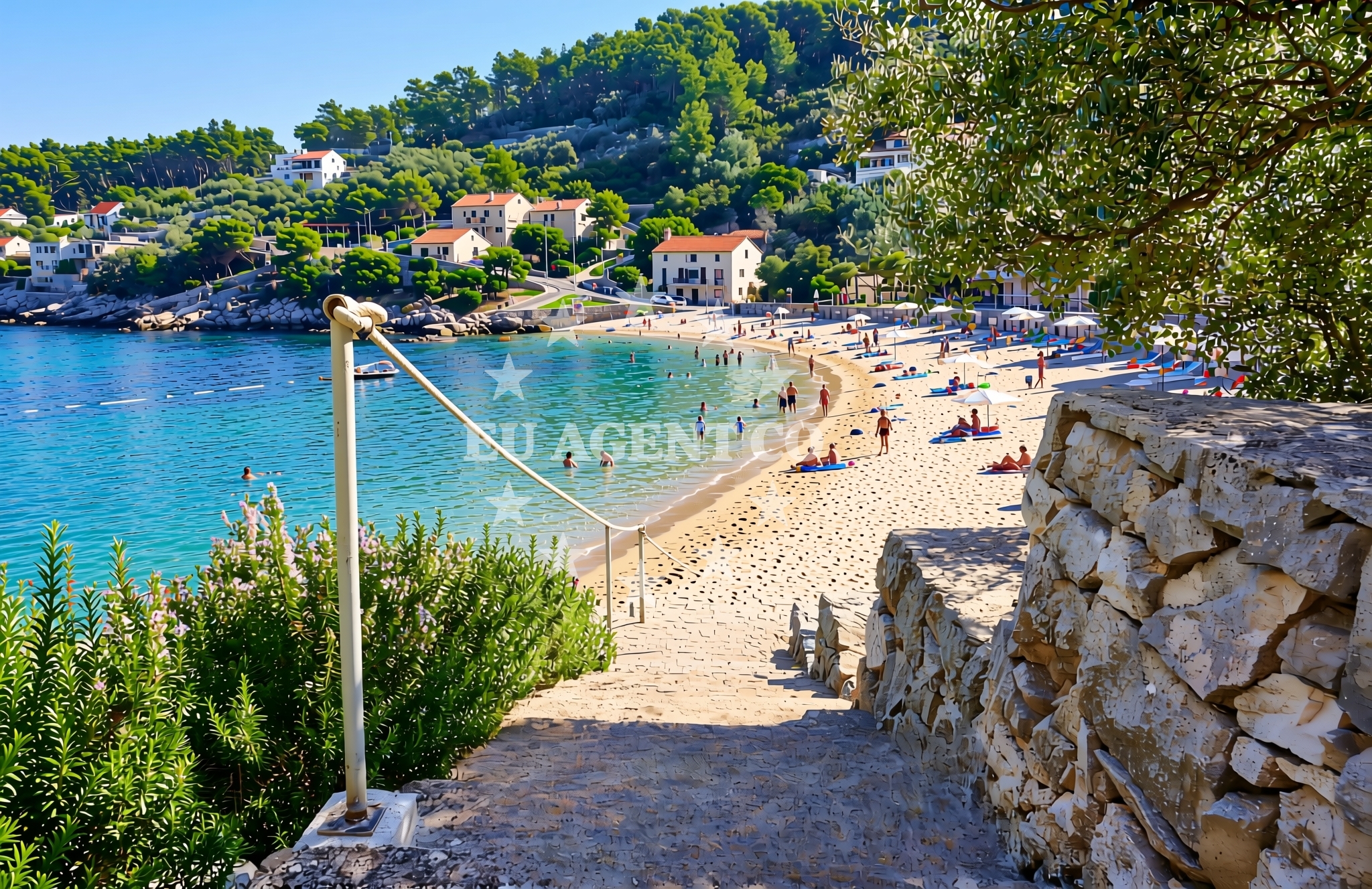 Sea and coastal view of Crna luka, Blato (Korčula) Beach in Crna luka