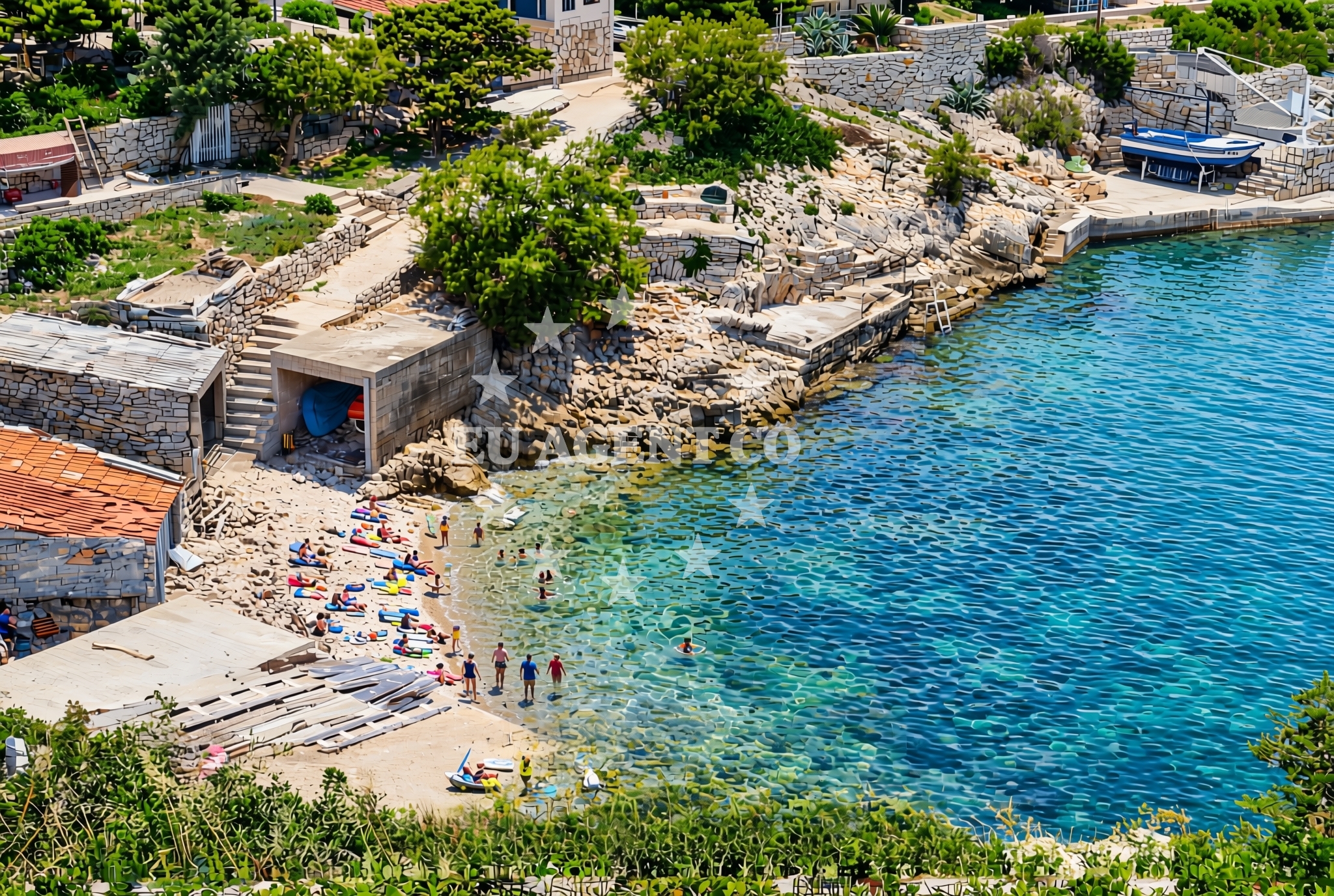 Beach facilities and surroundings at Crna luka, Blato (Korčula) Beach in Crna luka