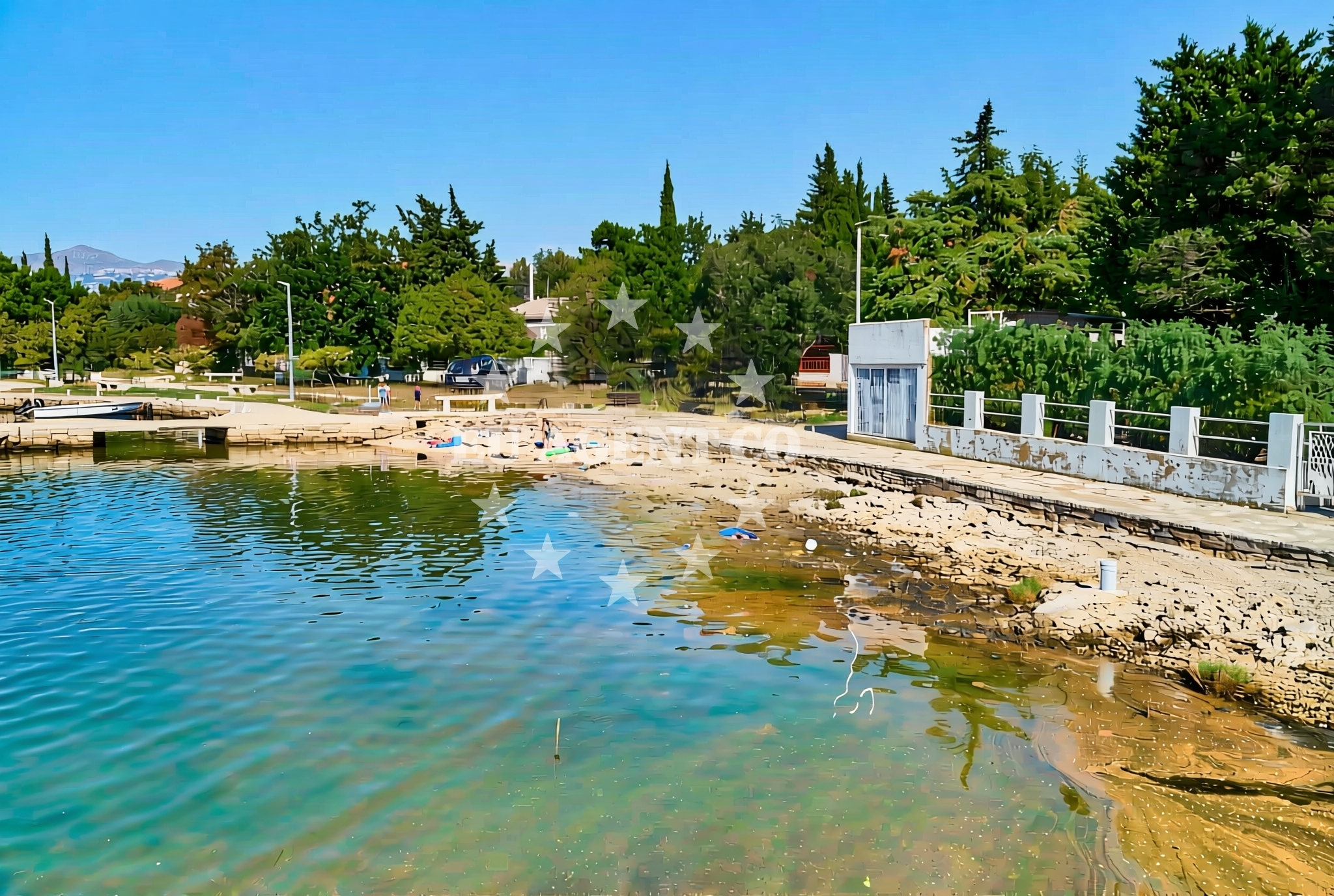 Sea and coastal view of Crna punta jug, Kruševo (Obrovac) Beach in Crna punta jug
