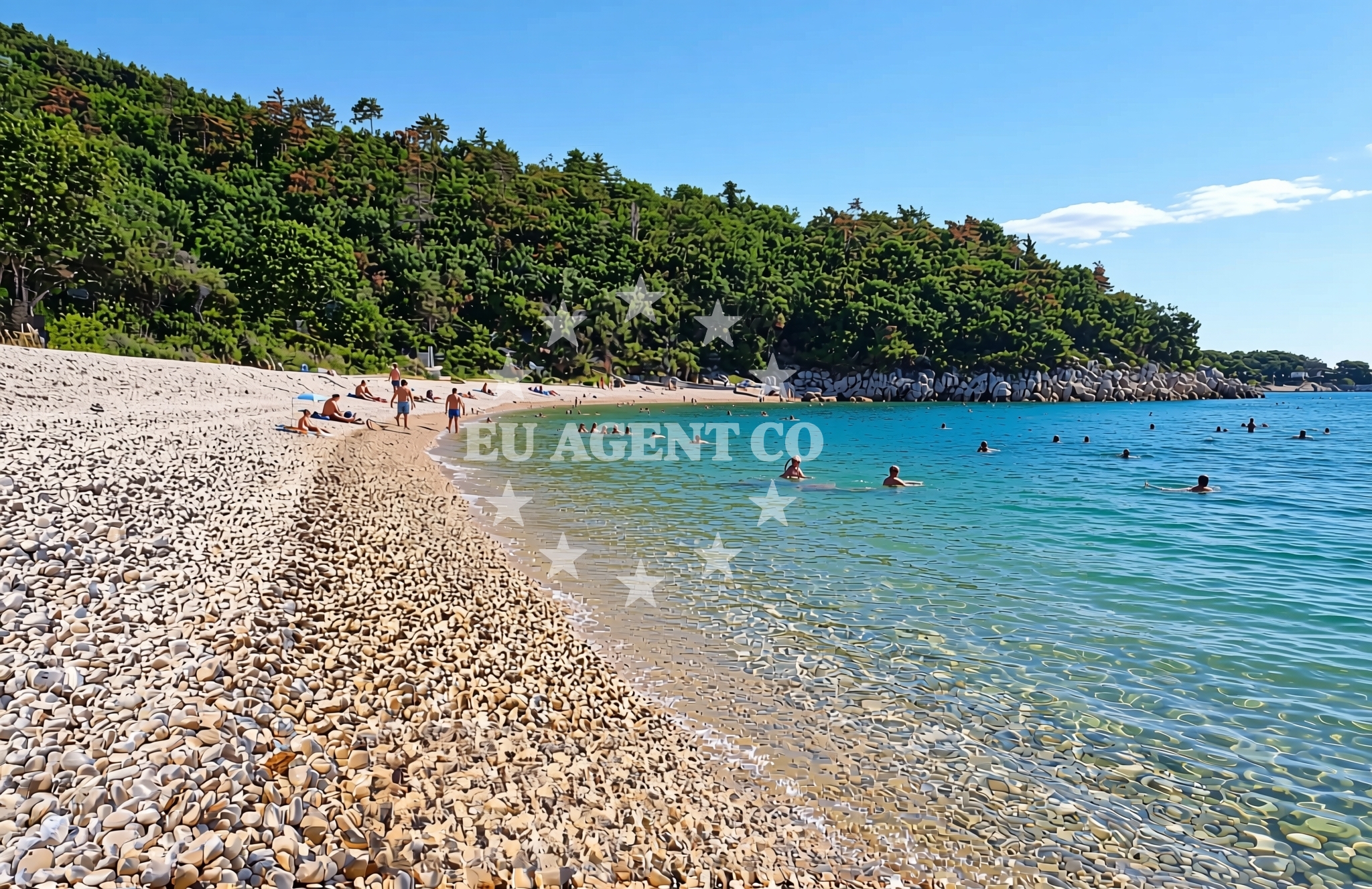 Overview of Crni: beaches and coves (1) in Crni