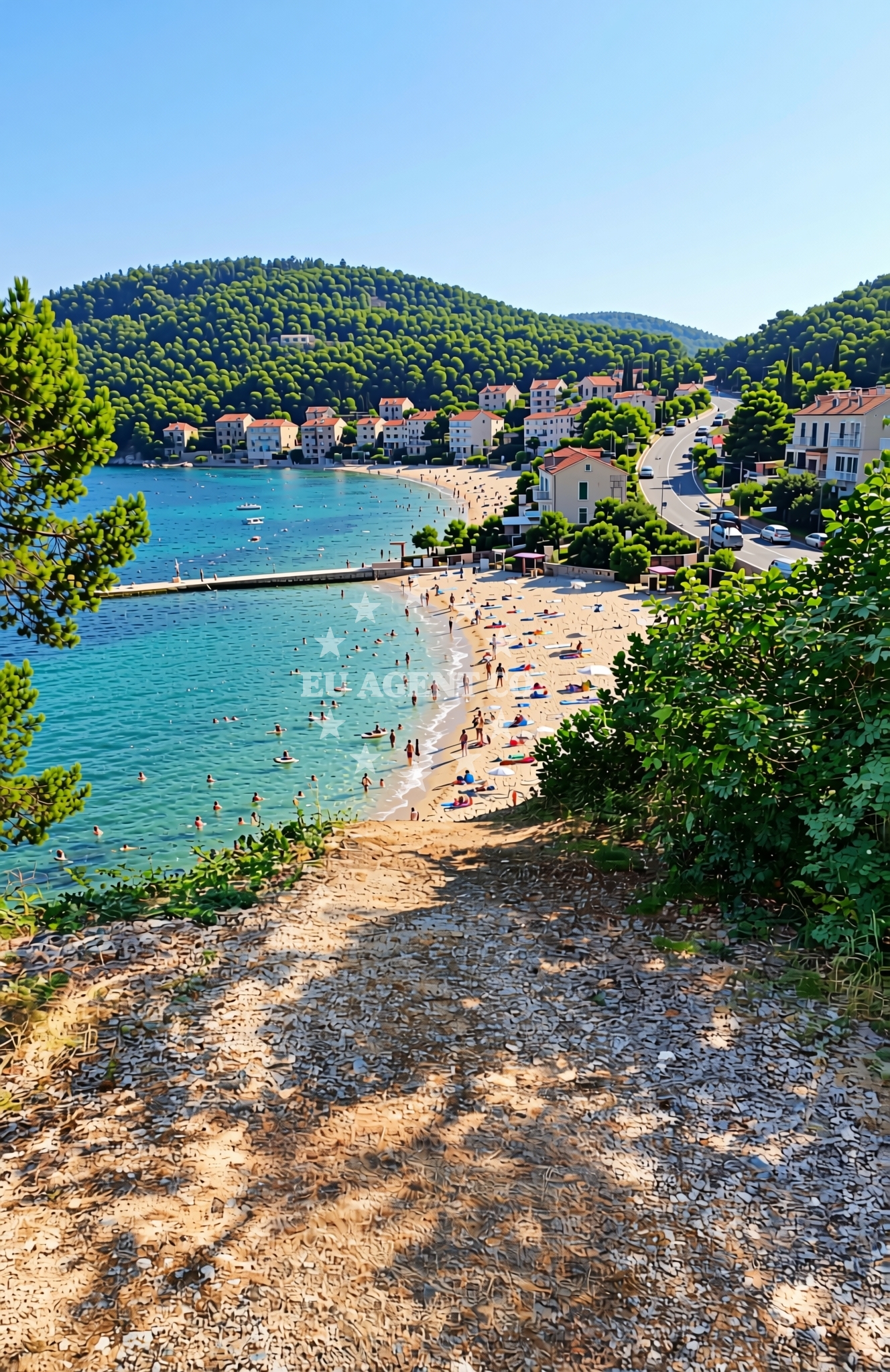 Sea and coastal view of Crni: beaches and coves (1) in Crni