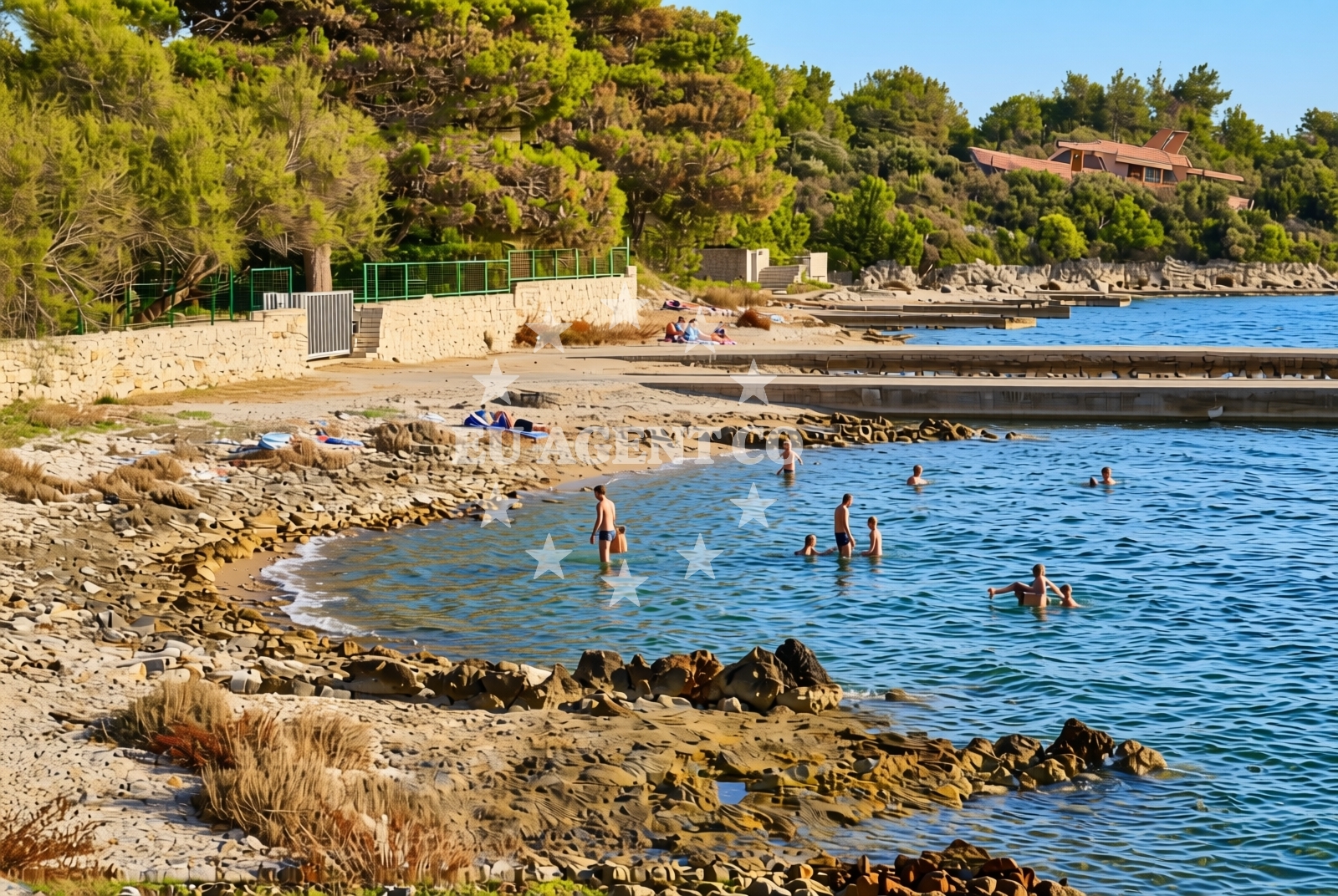 Sea and coastal view of Crni krug, Pirovac Beach in Crni krug
