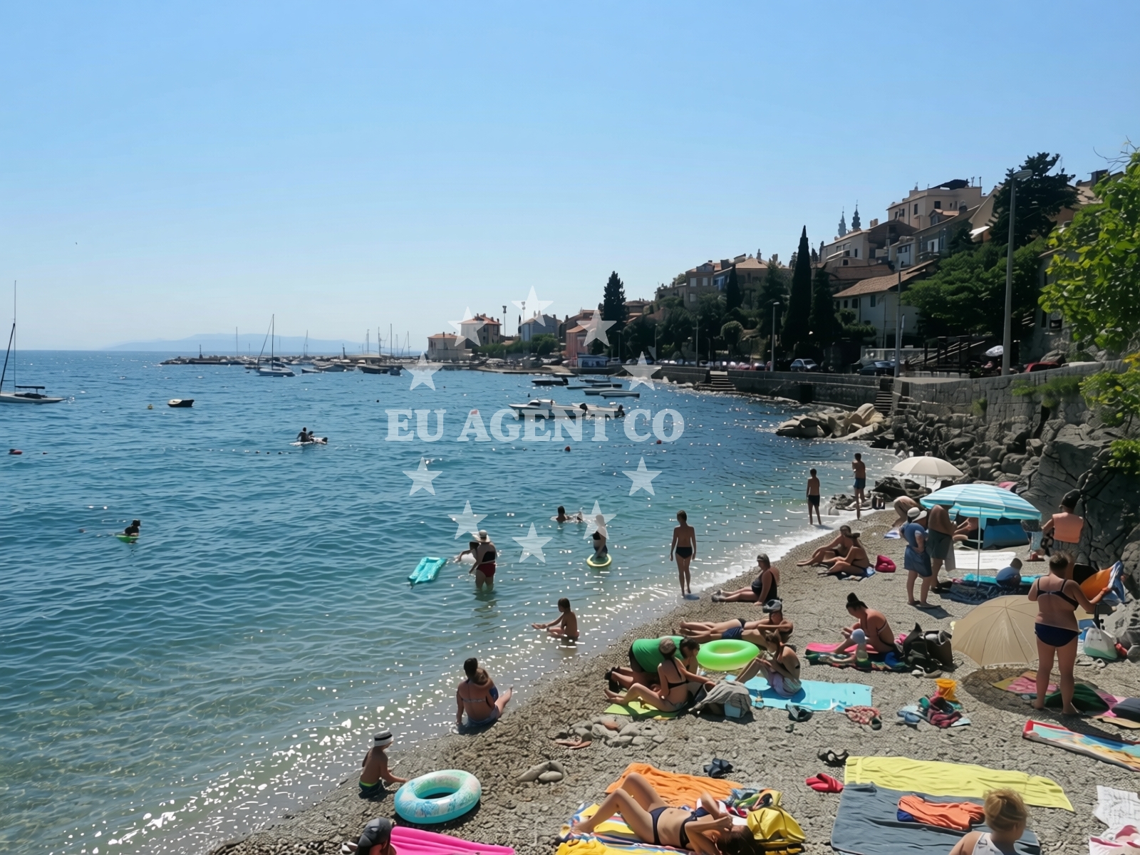 Shoreline and swimming area at Crnikovica beach in Andrije Mohorovičića 40, Opatija
