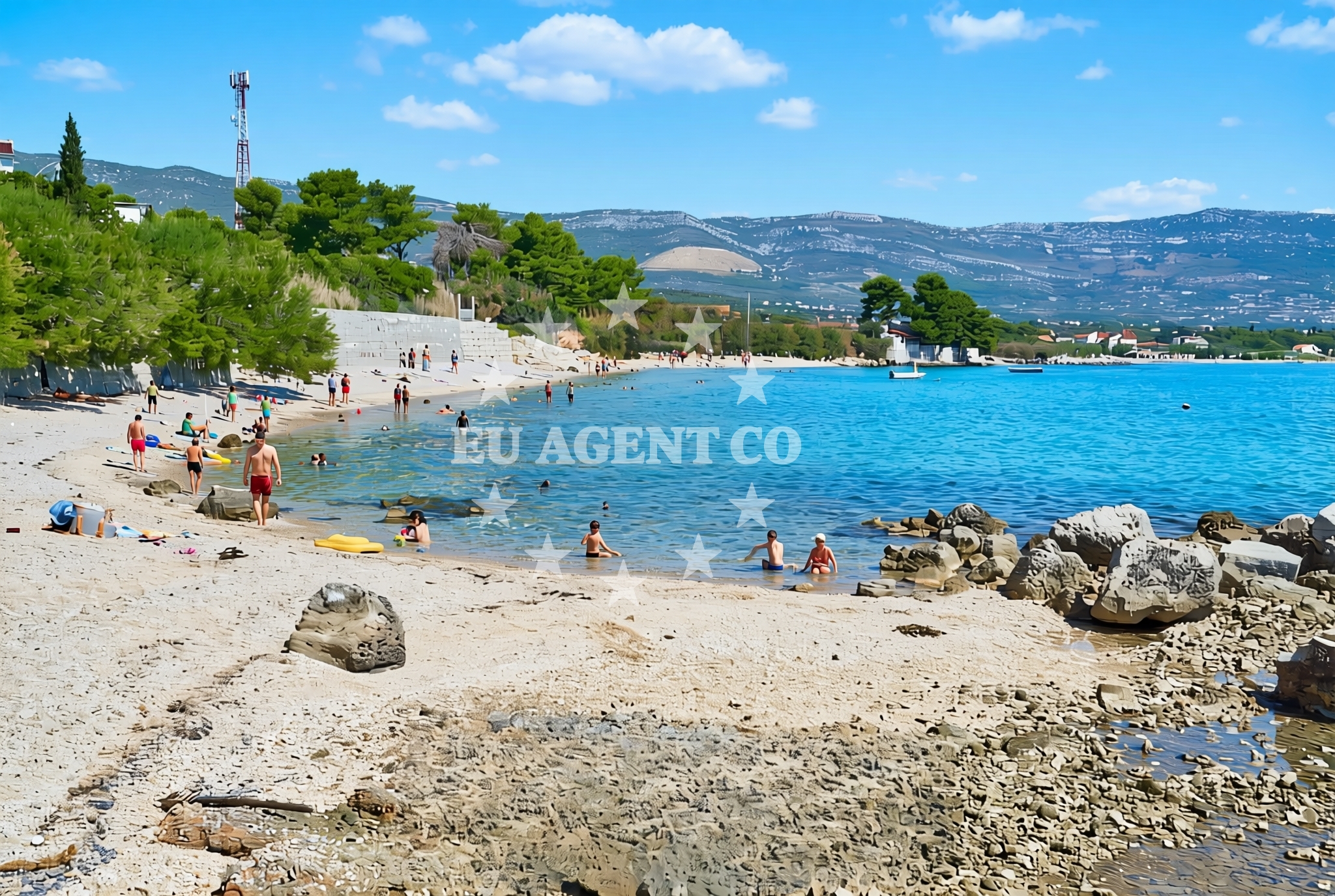 Shoreline and swimming area at Crvena zemlja, Kaštel Štafilić Beach in Crvena zemlja