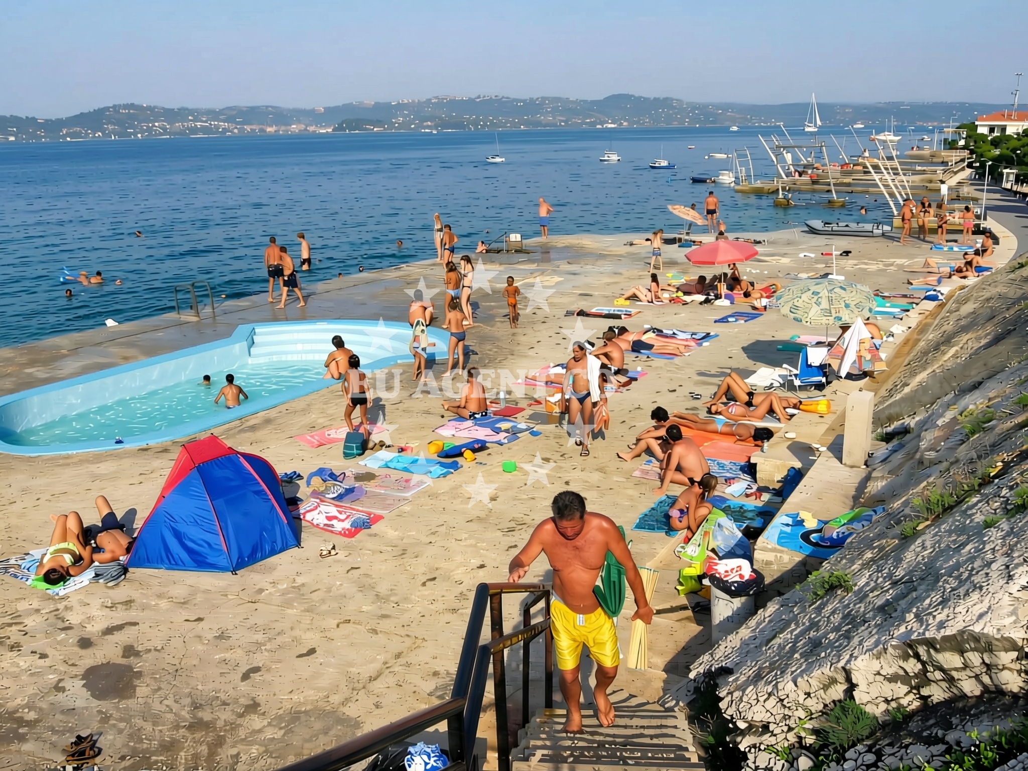 Shoreline and swimming area at Crveni Vrh beach in Riva Istok 160A, Crveni Vrh