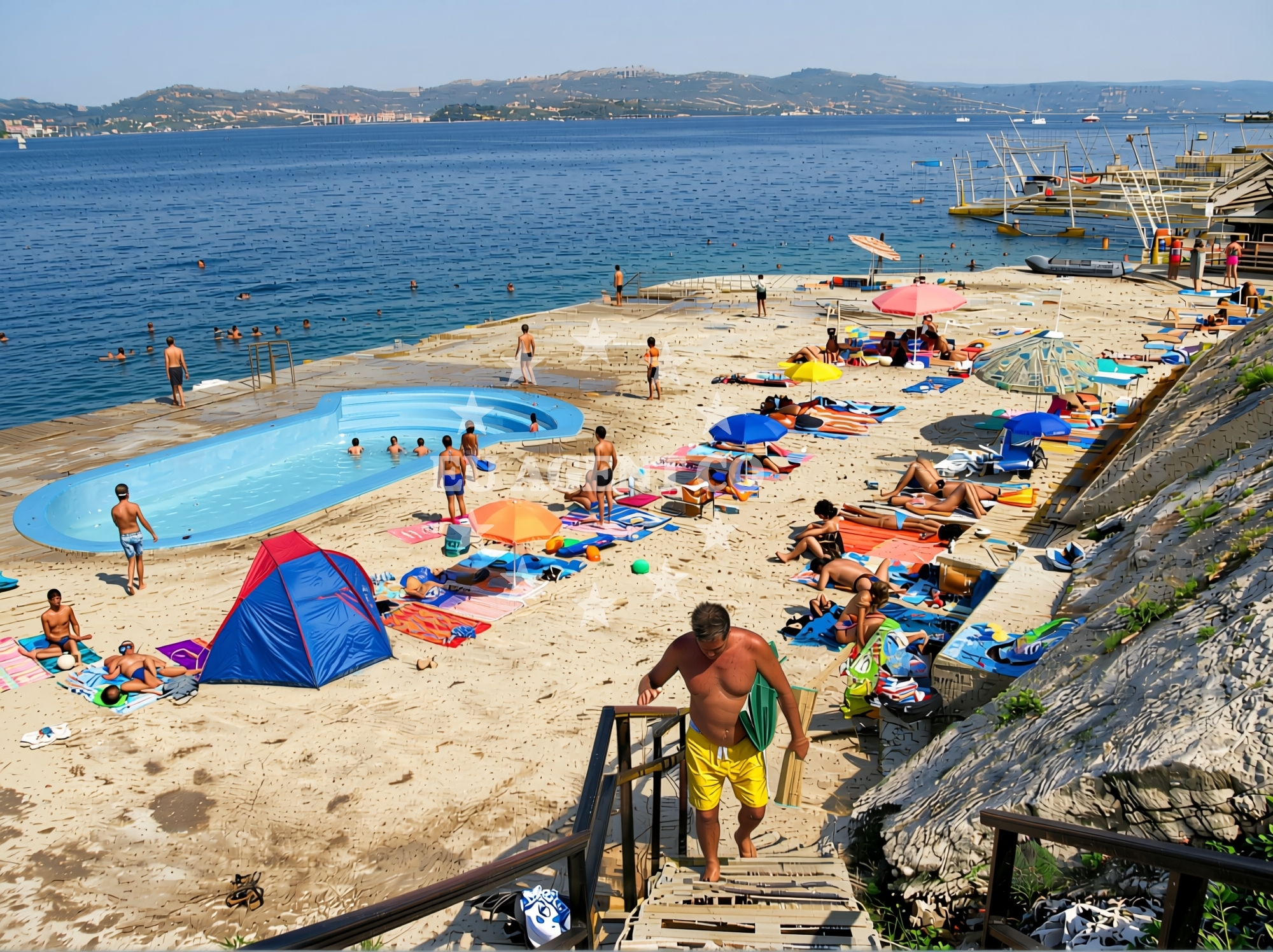 Beach facilities and surroundings at Crveni Vrh beach in Riva Istok 160A, Crveni Vrh