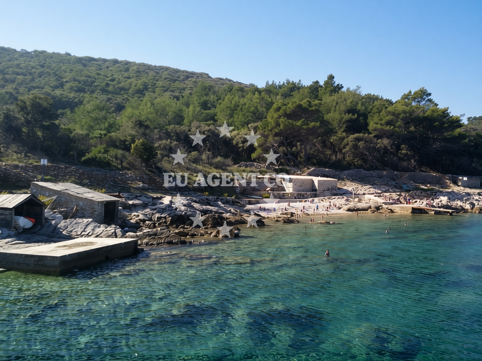 Overview of Cunski Beach in ĆUNSKI 127 A, Cunski